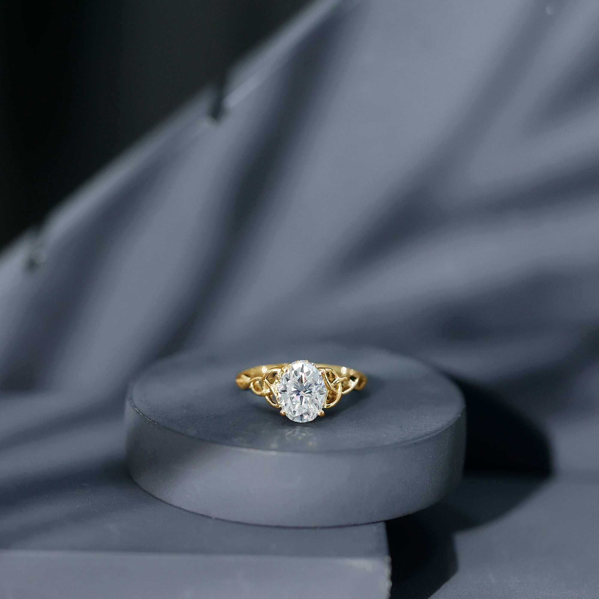 Oval Lab Grown Diamond Hidden Halo Engagement Ring Lab - ( EF-VS ) - Rosec Jewels