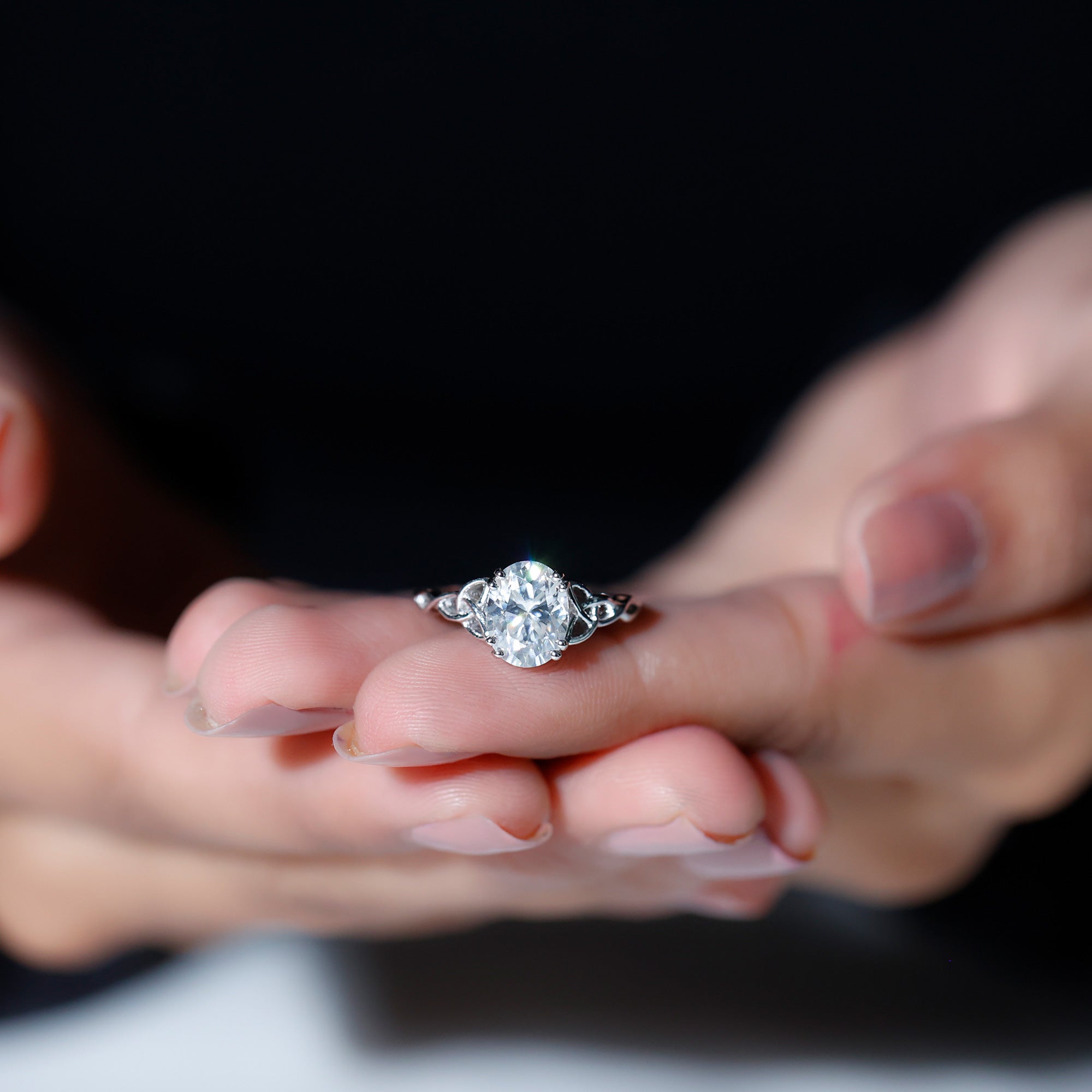 Rosec Jewels-Women Lab Grown Diamond Celtic Knot Engagement Ring