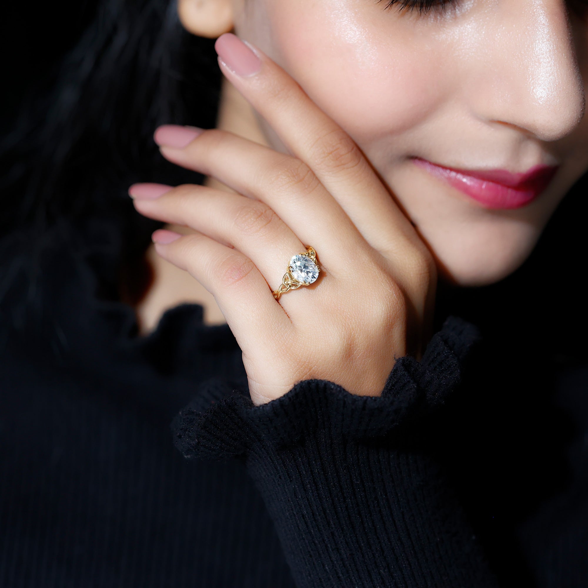 Women Lab Grown Diamond Celtic Knot Engagement Ring Lab - ( EF-VS ) - Rosec Jewels