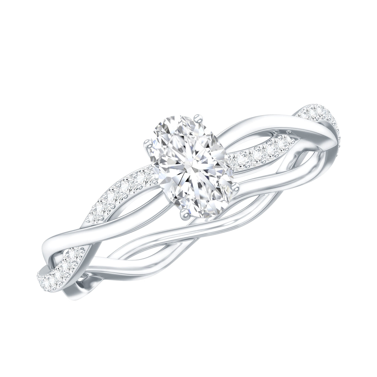 Lab Grown Diamond Promise Ring With Twisted Shank Lab - ( EF-VS ) - Rosec Jewels
