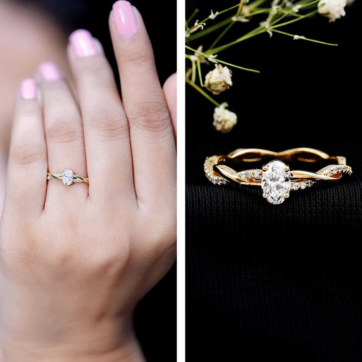 Lab Grown Diamond Promise Ring With Twisted Shank Lab - ( EF-VS ) - Rosec Jewels