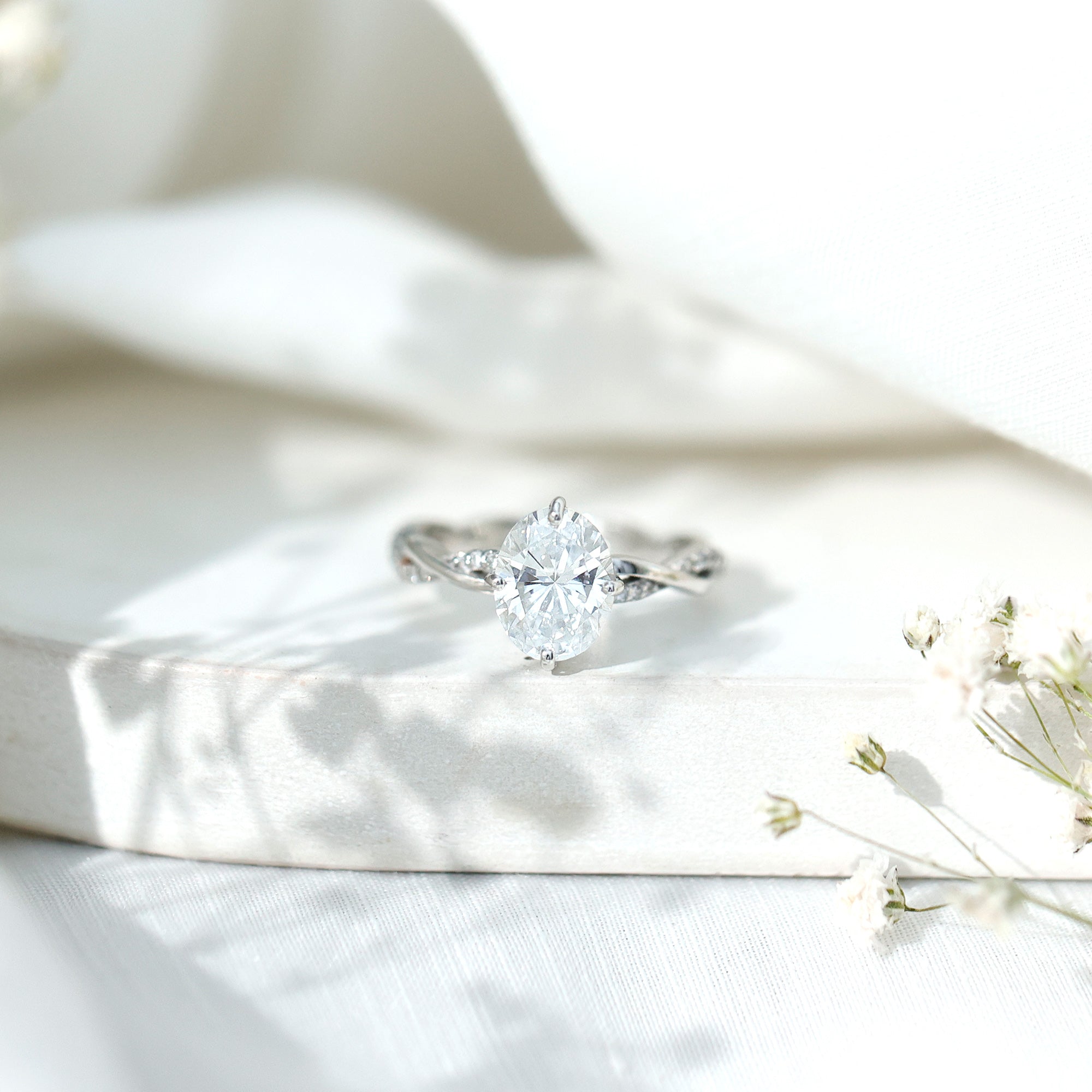 Lab Grown Diamond Oval Engagement Ring With Braided Style Band Lab - ( EF-VS ) - Rosec Jewels