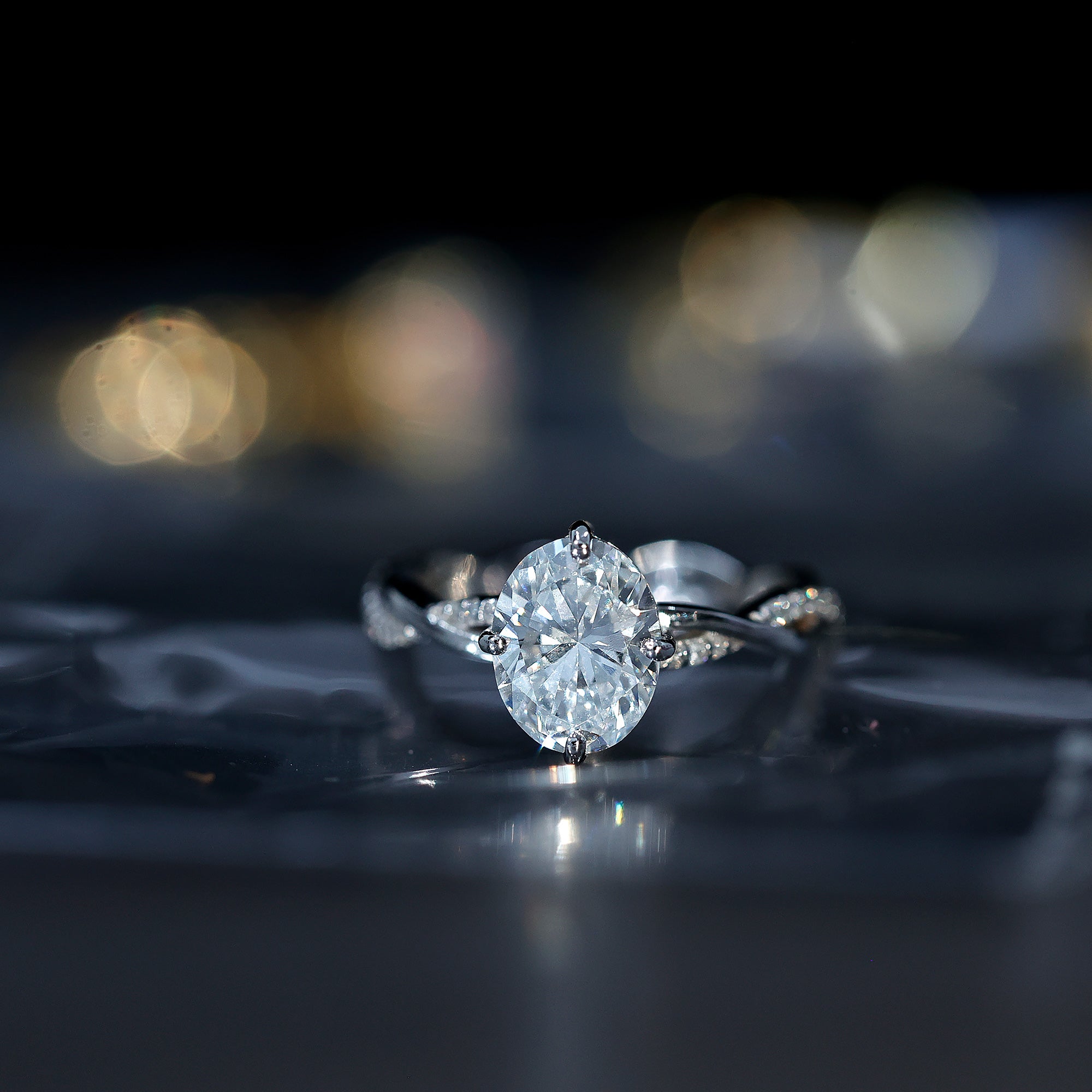 Lab Grown Diamond Oval Engagement Ring With Braided Style Band Lab - ( EF-VS ) - Rosec Jewels