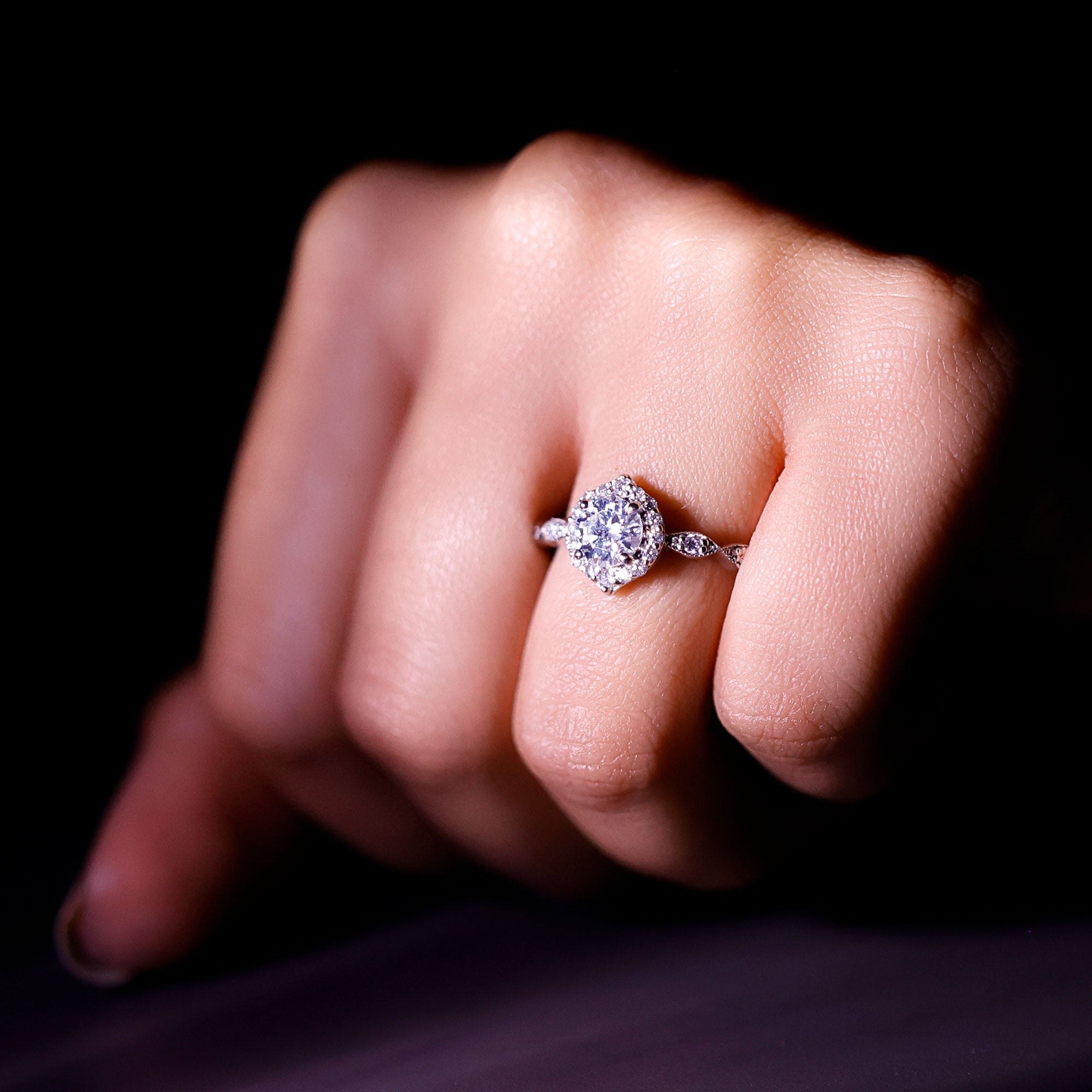 Brilliant Cut Lab Grown Diamond Vintage Solitaire Ring Lab - ( EF-VS ) - Rosec Jewels