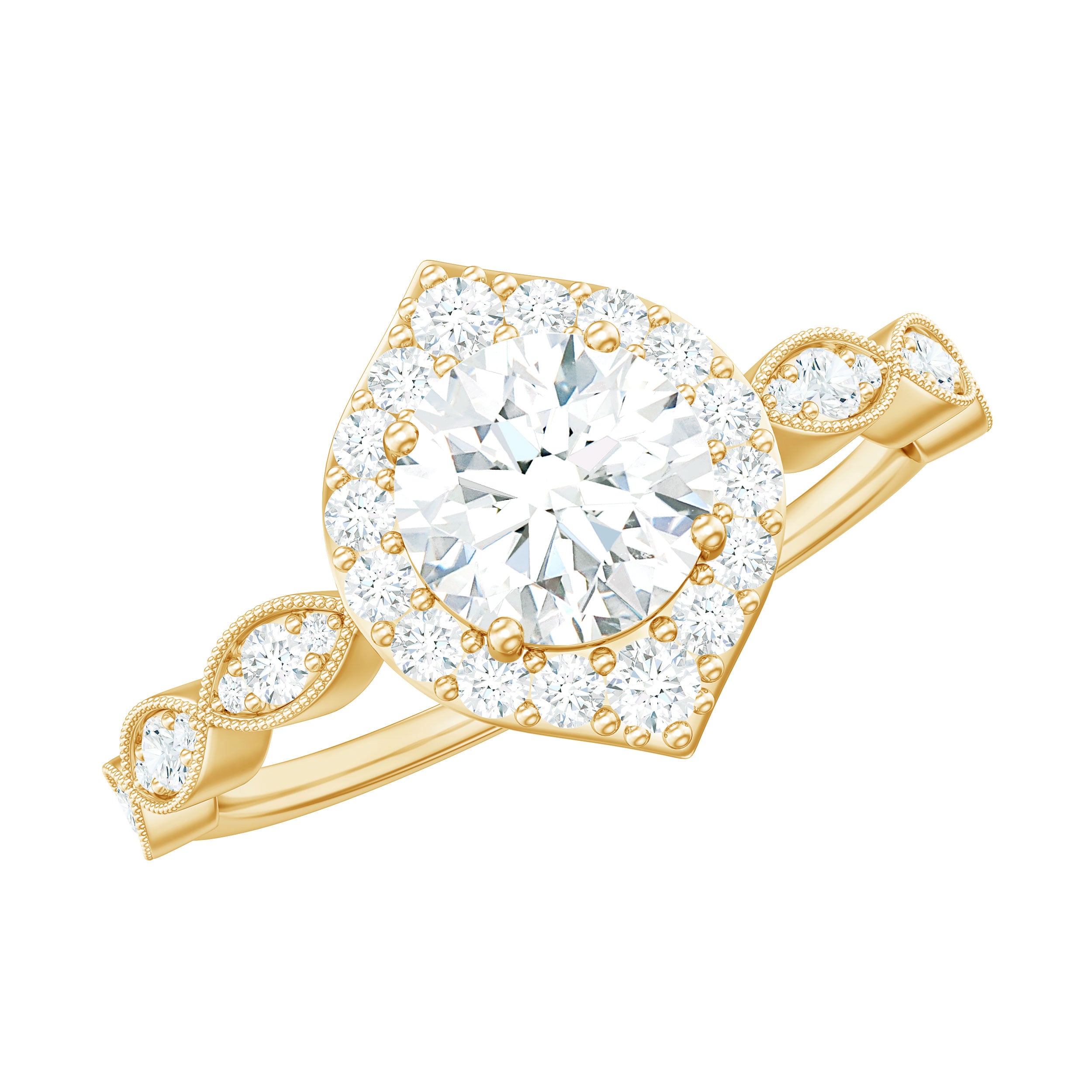 Brilliant Cut Lab Grown Diamond Vintage Solitaire Ring Lab - ( EF-VS ) - Rosec Jewels