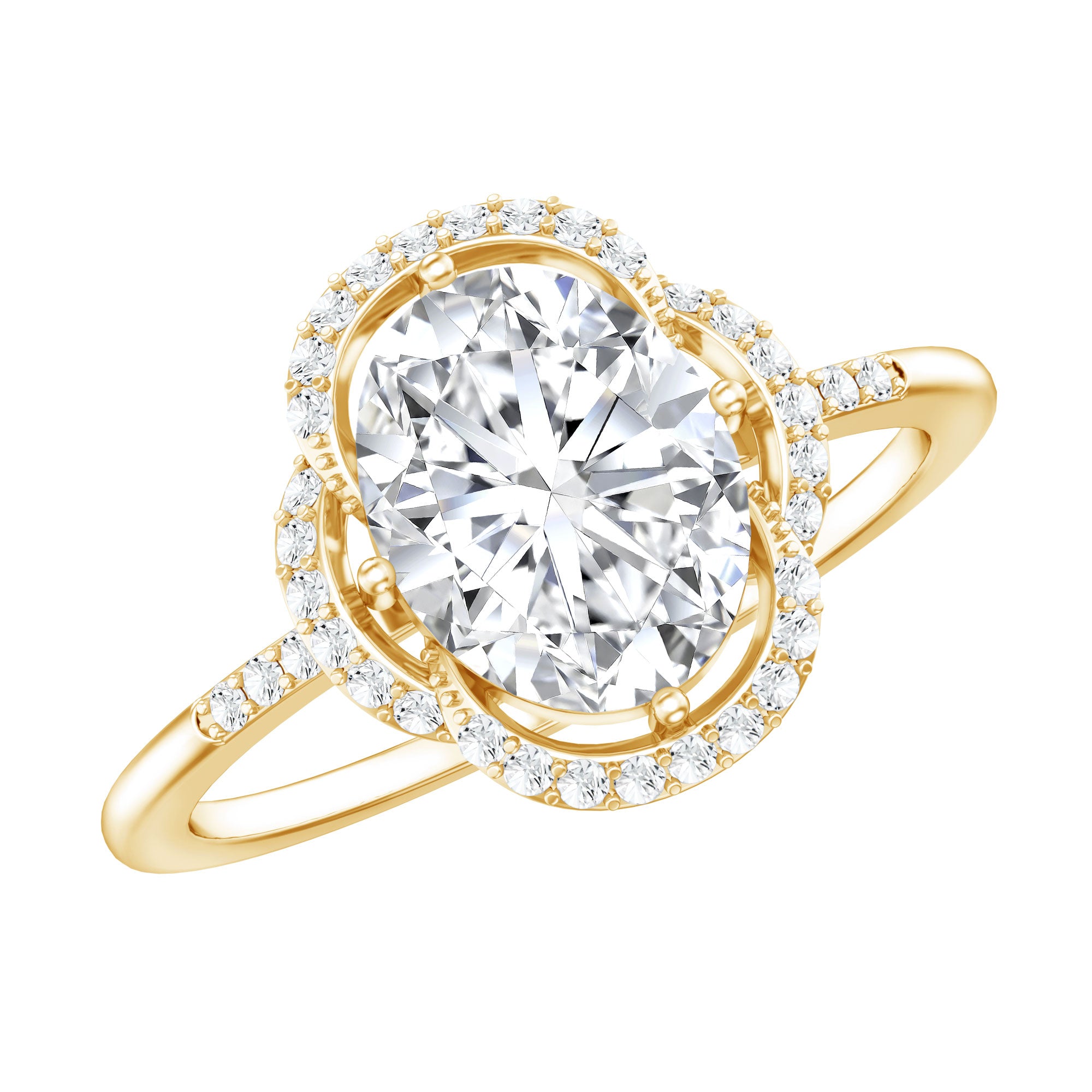 Brilliant Cut Oval Lab Grown Diamond Halo Engagement Ring Lab - ( EF-VS ) - Rosec Jewels