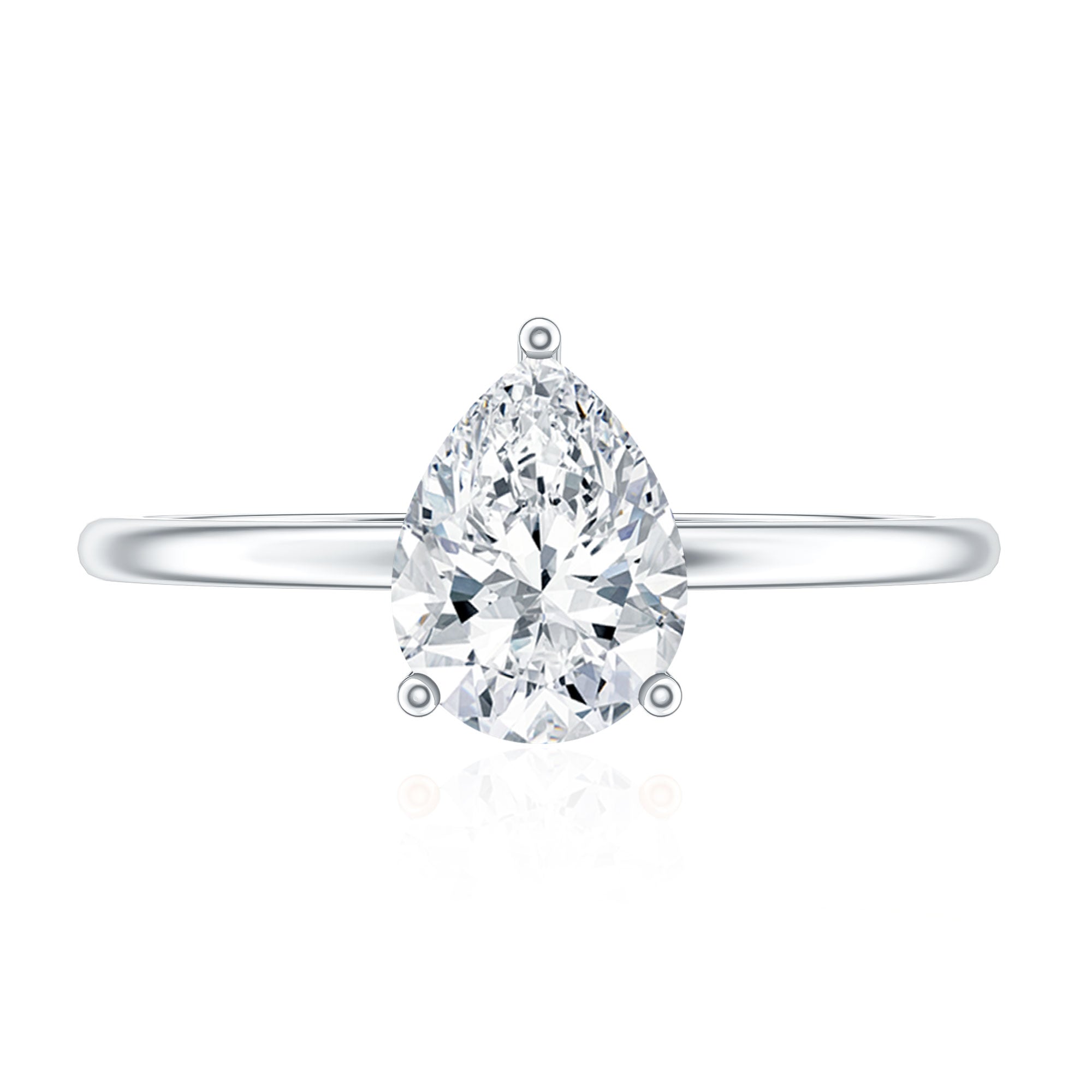 Single Stone Lab Grown Diamond Pear Engagement Ring Lab - ( EF-VS ) - Rosec Jewels