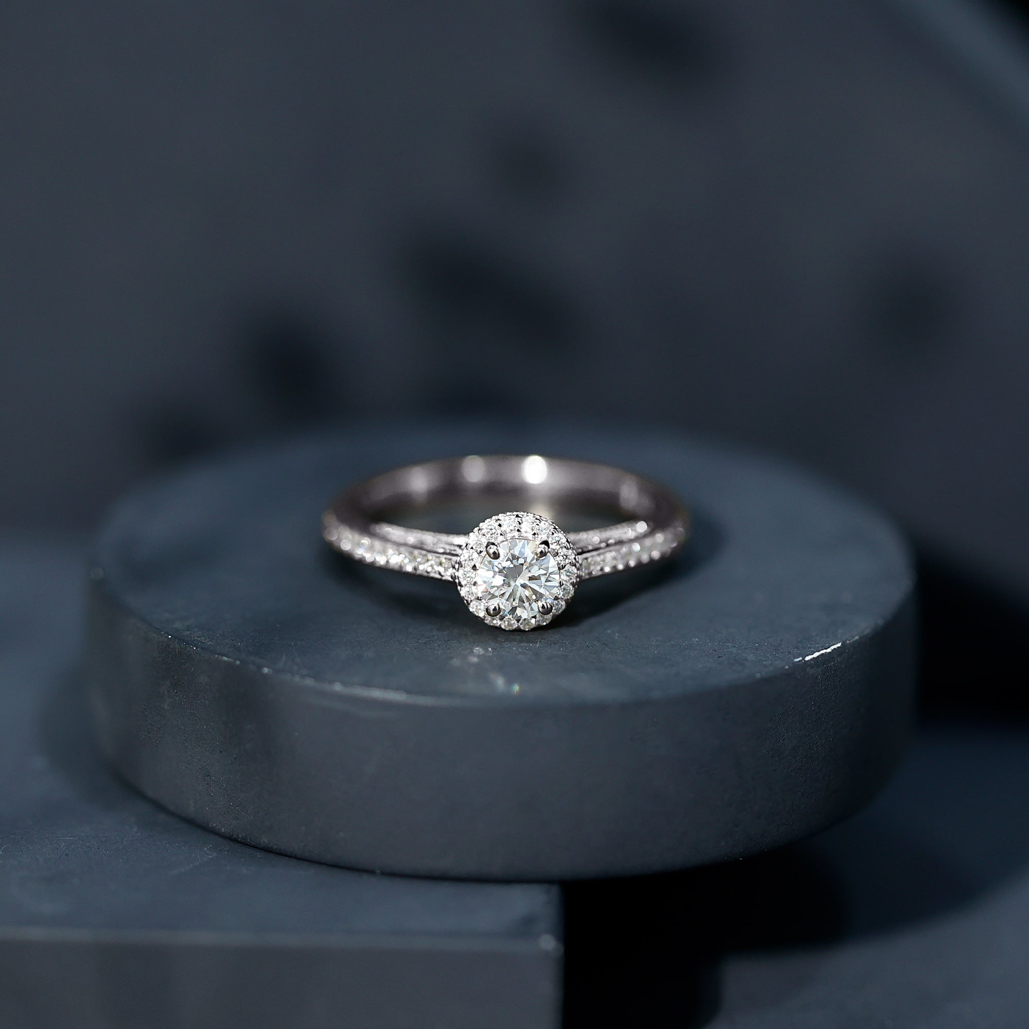 Diamond Vintage Looking Engagement Ring Lab - ( EF-VS ) - Rosec Jewels