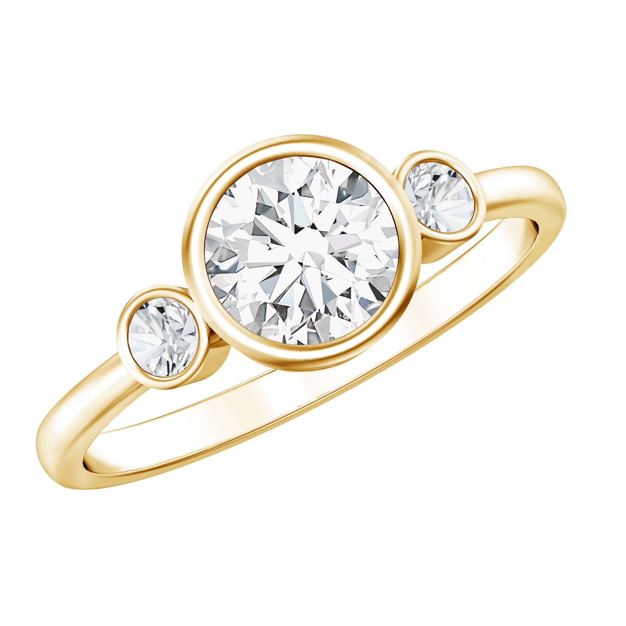 Lab Created Diamond Bezel Set Engagement Ring for Her Lab - ( EF-VS ) - Rosec Jewels