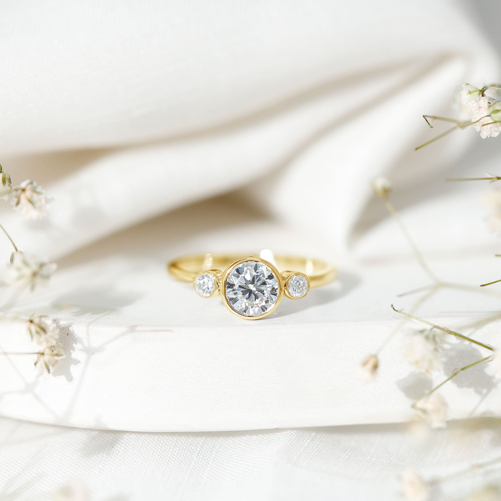 Lab Created Diamond Bezel Set Engagement Ring for Her Lab - ( EF-VS ) - Rosec Jewels
