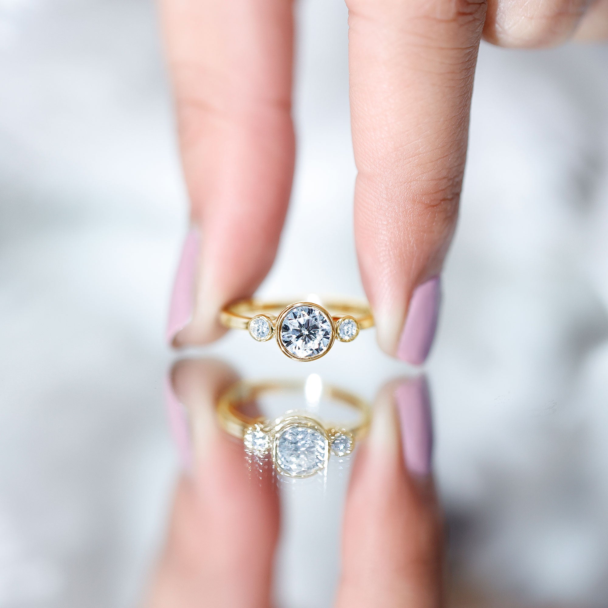 Lab Created Diamond Bezel Set Engagement Ring for Her Lab - ( EF-VS ) - Rosec Jewels