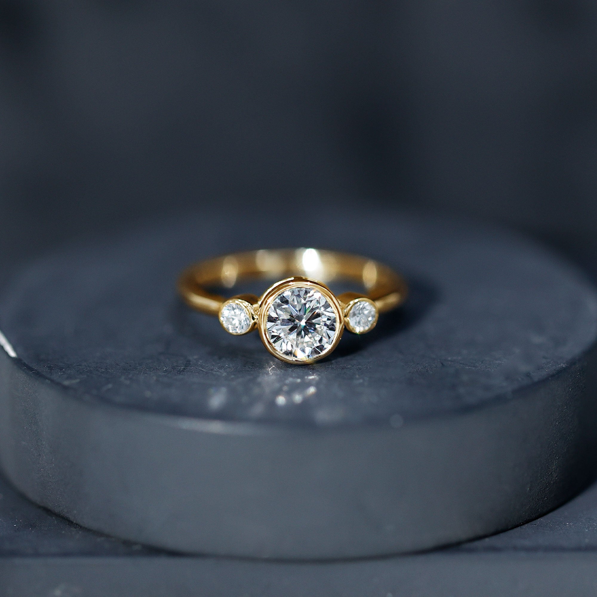 Lab Created Diamond Bezel Set Engagement Ring for Her Lab - ( EF-VS ) - Rosec Jewels