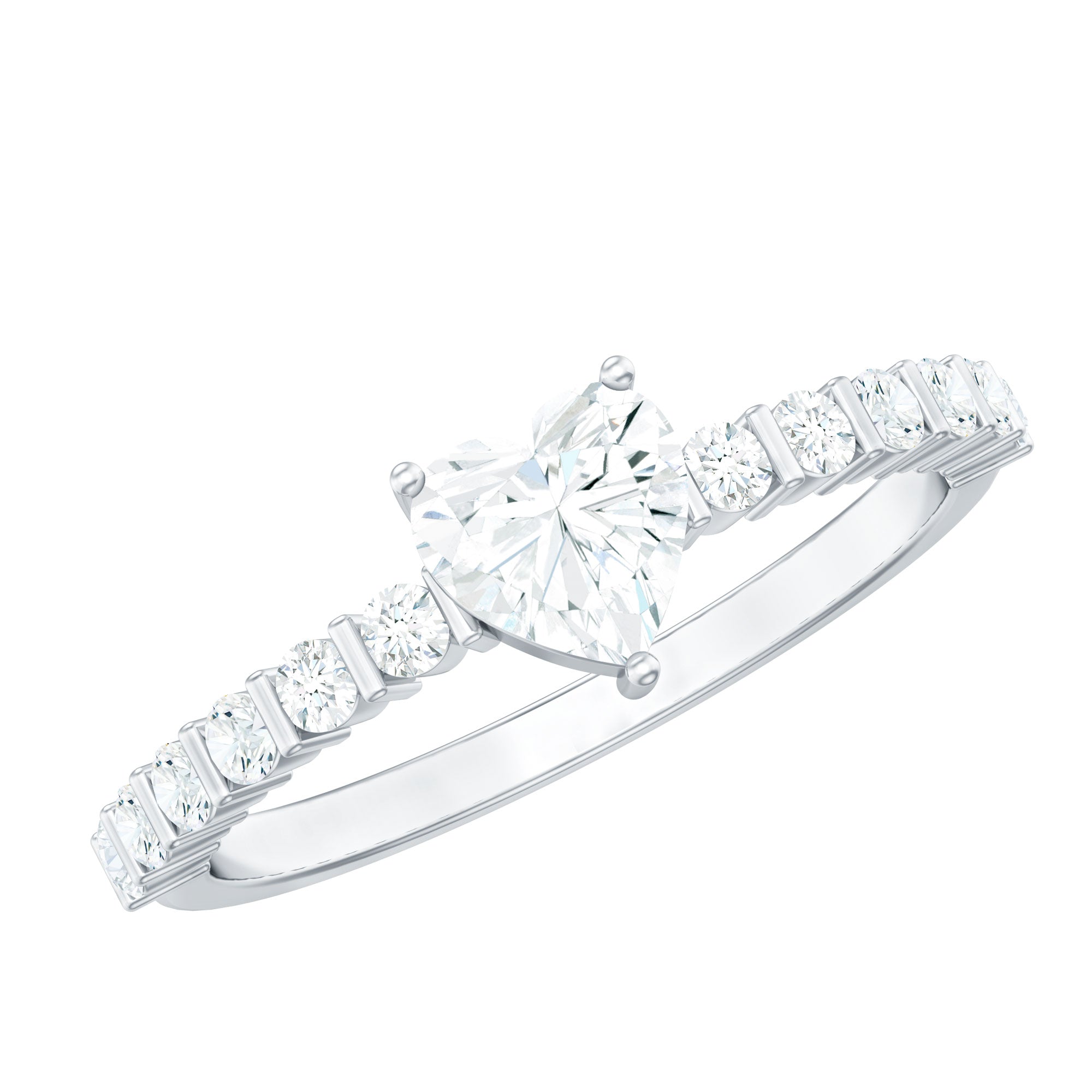 Rosec Jewels-Lab Grown Diamond Heart Promise Ring With Side Stones