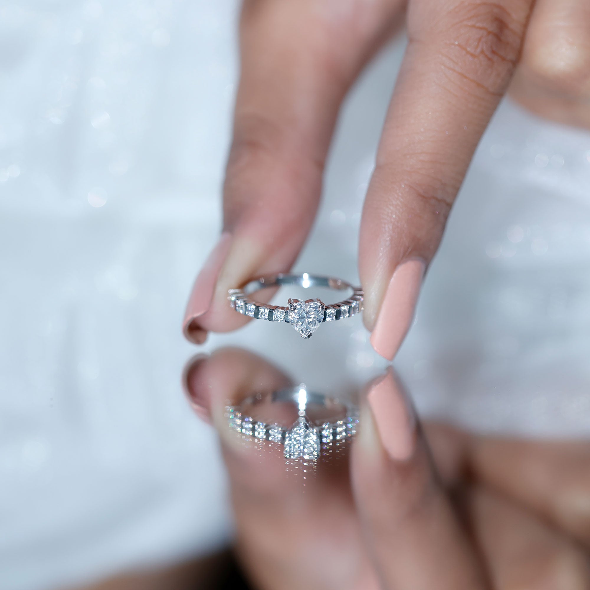 Rosec Jewels-Lab Grown Diamond Heart Promise Ring With Side Stones