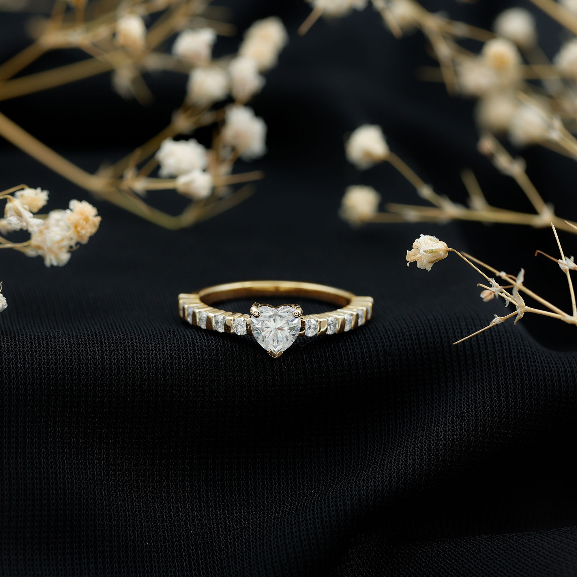 Rosec Jewels-Lab Grown Diamond Heart Promise Ring With Side Stones