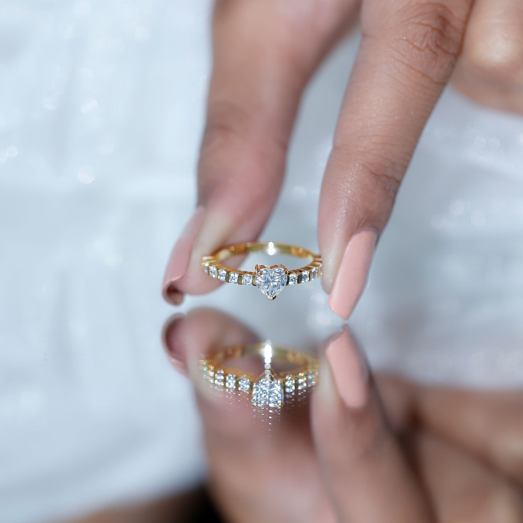 Rosec Jewels-Lab Grown Diamond Heart Promise Ring With Side Stones