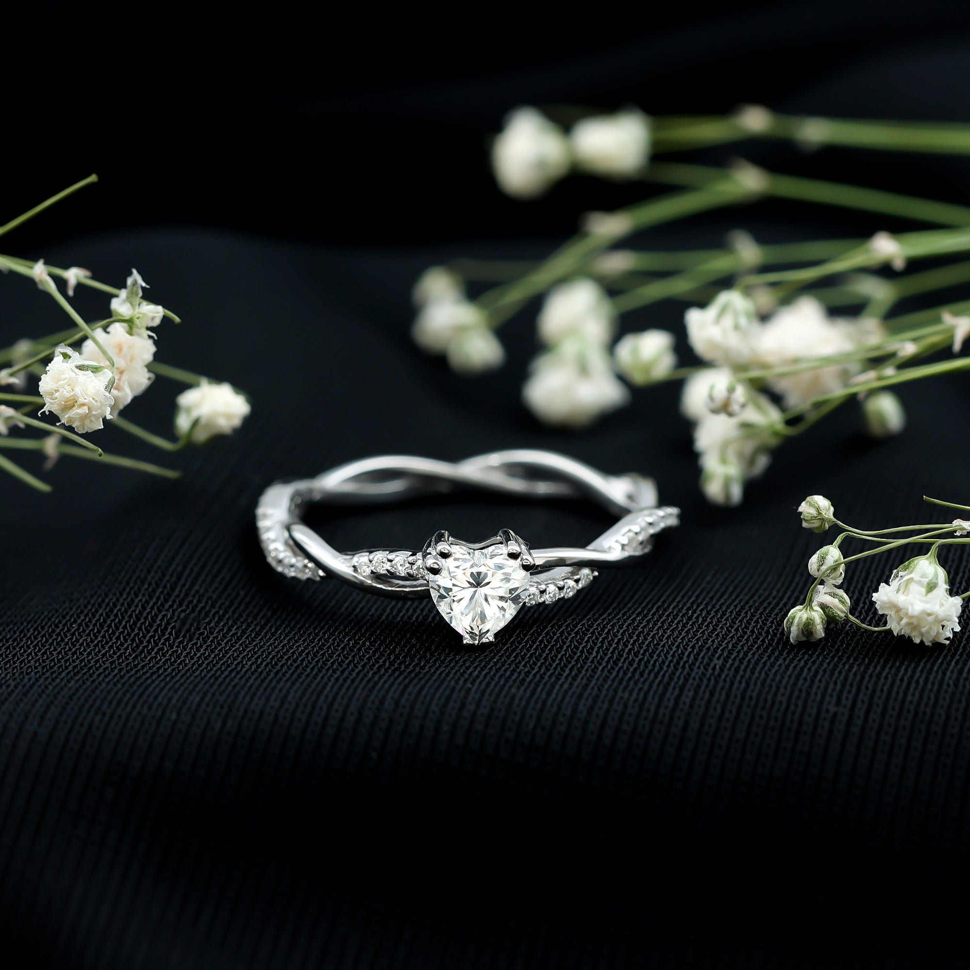 Rosec Jewels-5 MM Heart Shaped Diamond Ring For Women