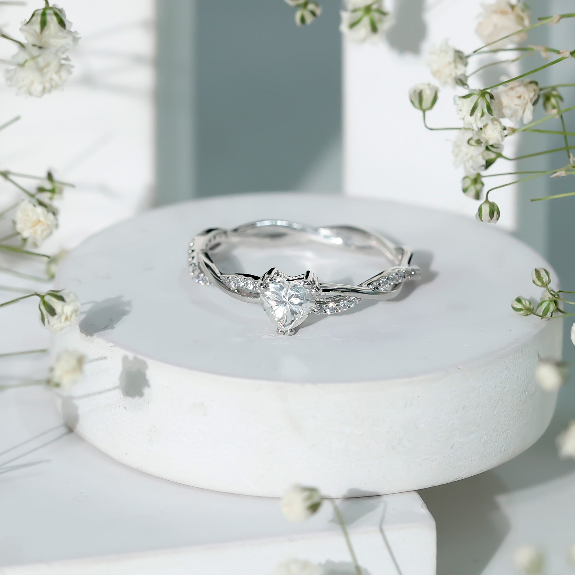 0.5 Carat Heart Shaped Diamond Ring For Women Lab - ( EF-VS ) - Rosec Jewels