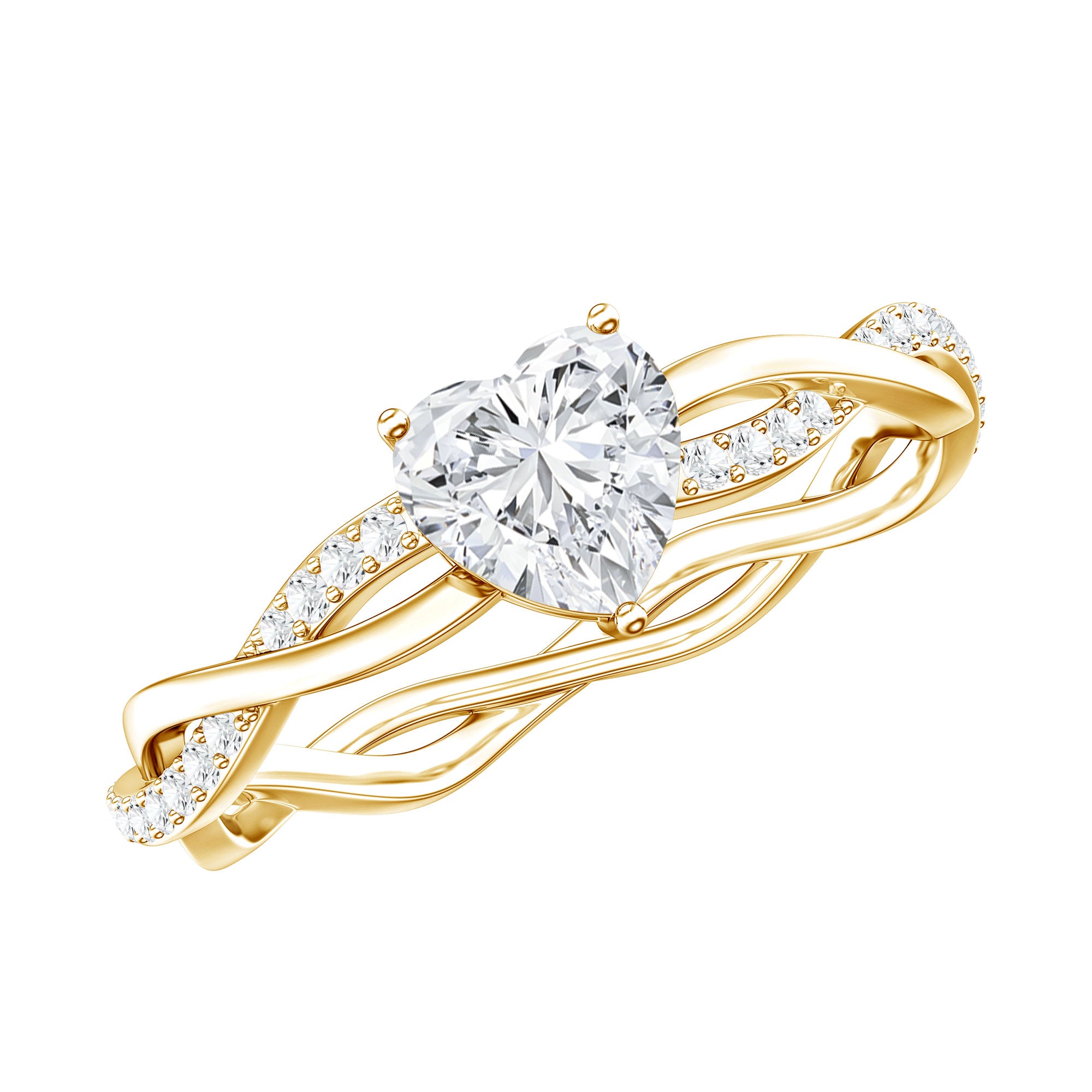 5 MM Heart Shaped Diamond Ring For Women Lab - ( EF-VS ) - Rosec Jewels
