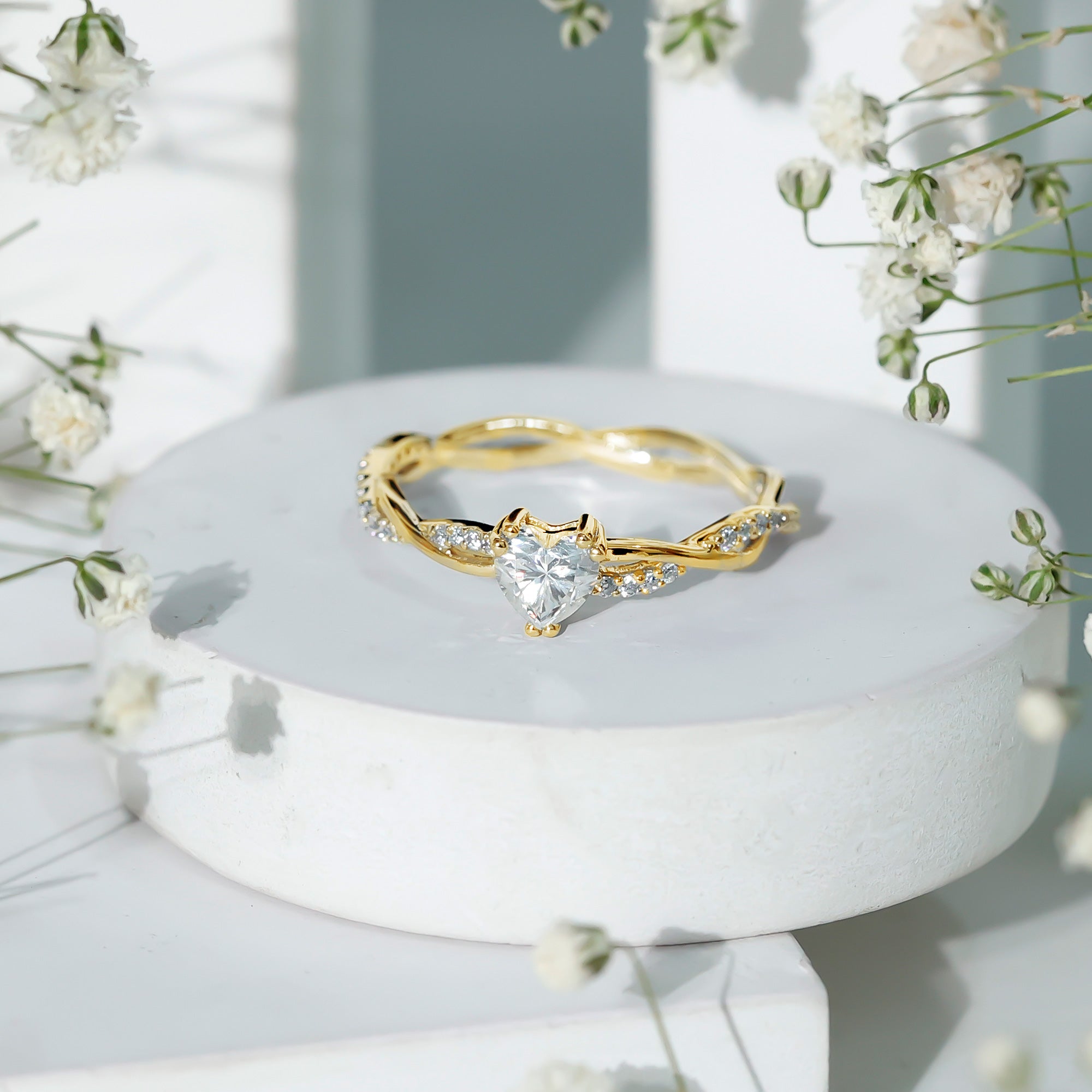 5 MM Heart Shaped Diamond Ring For Women Lab - ( EF-VS ) - Rosec Jewels