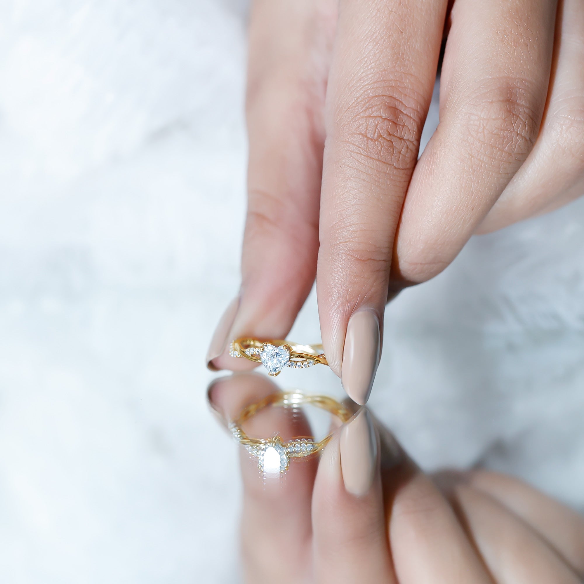 5 MM Heart Shaped Diamond Ring For Women Lab - ( EF-VS ) - Rosec Jewels