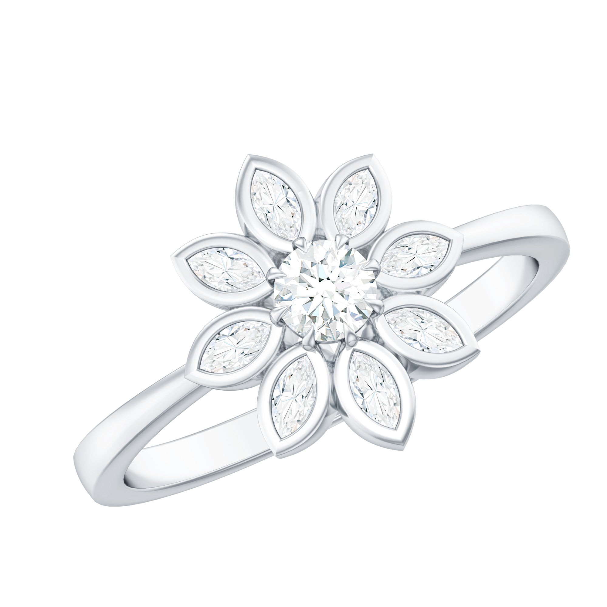 Rosec Jewels-Brilliant Cut Lab Grown Diamond Flower Cocktail Ring