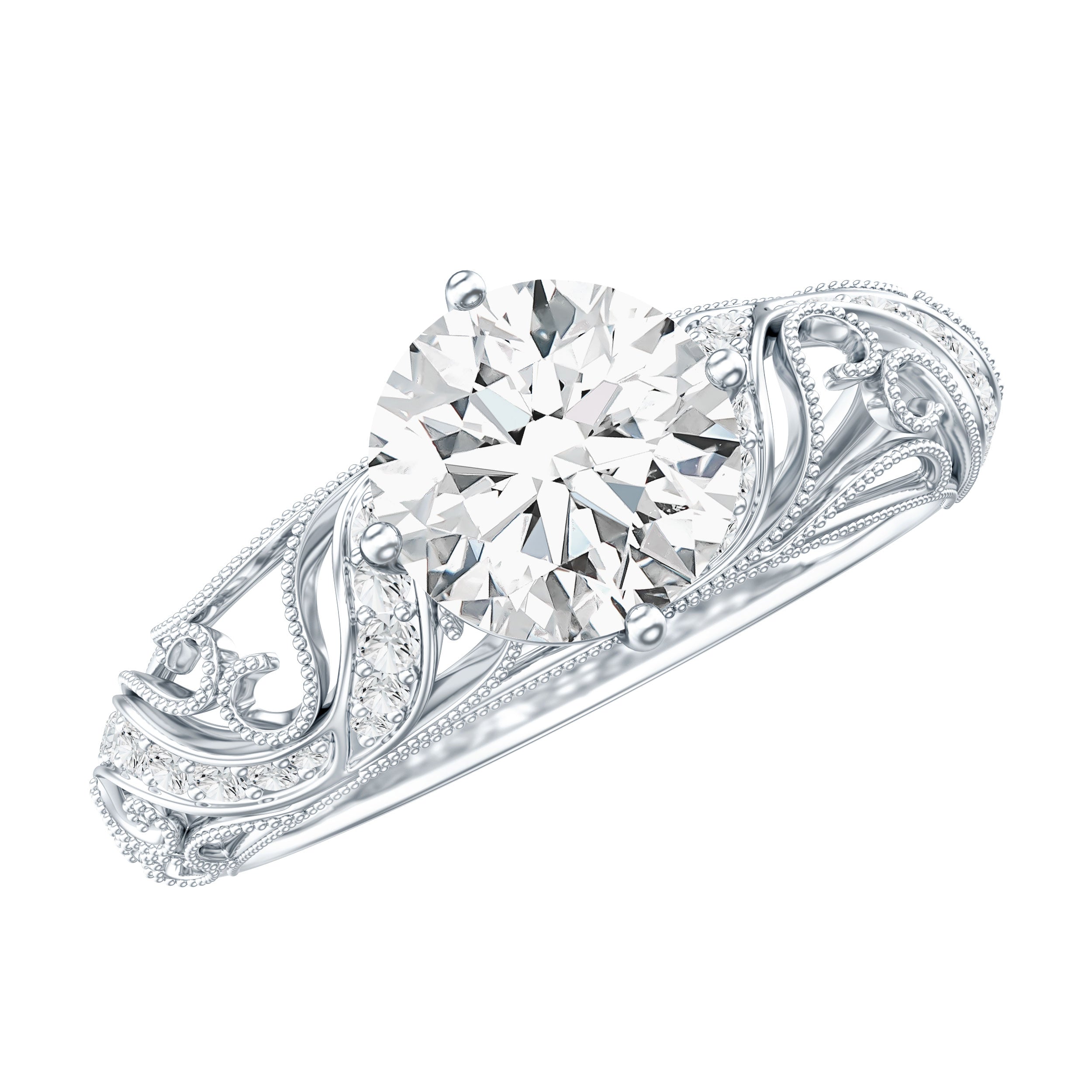 Certified Lab Created Diamond Antique Inspired Engagement Ring