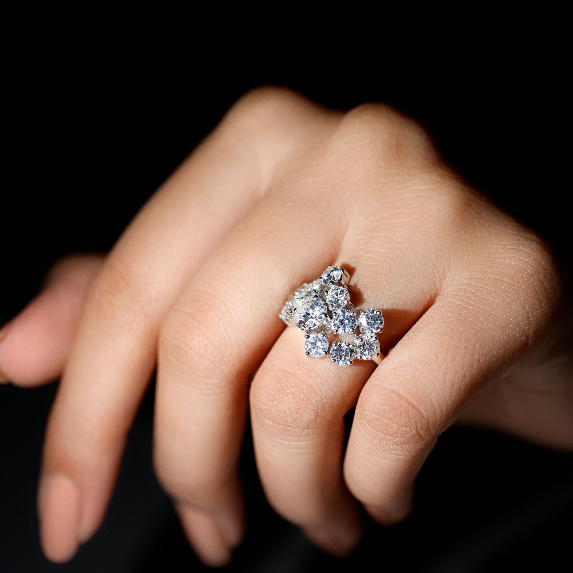 Certified Lab Grown Diamond Statement Engagement Ring for Women Lab - ( EF-VS ) - Rosec Jewels
