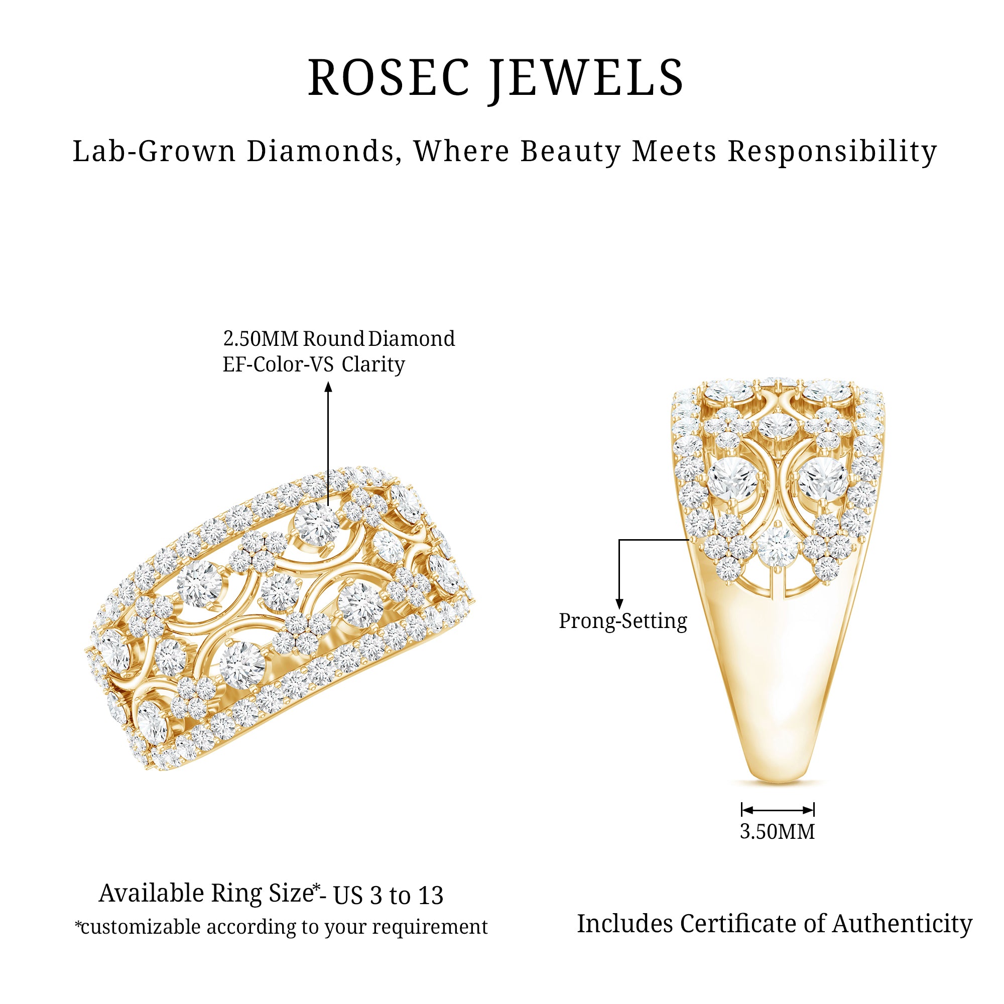 Vintage Inspired Lab Grown Diamond Wedding Band for Women Lab - ( EF-VS ) - Rosec Jewels