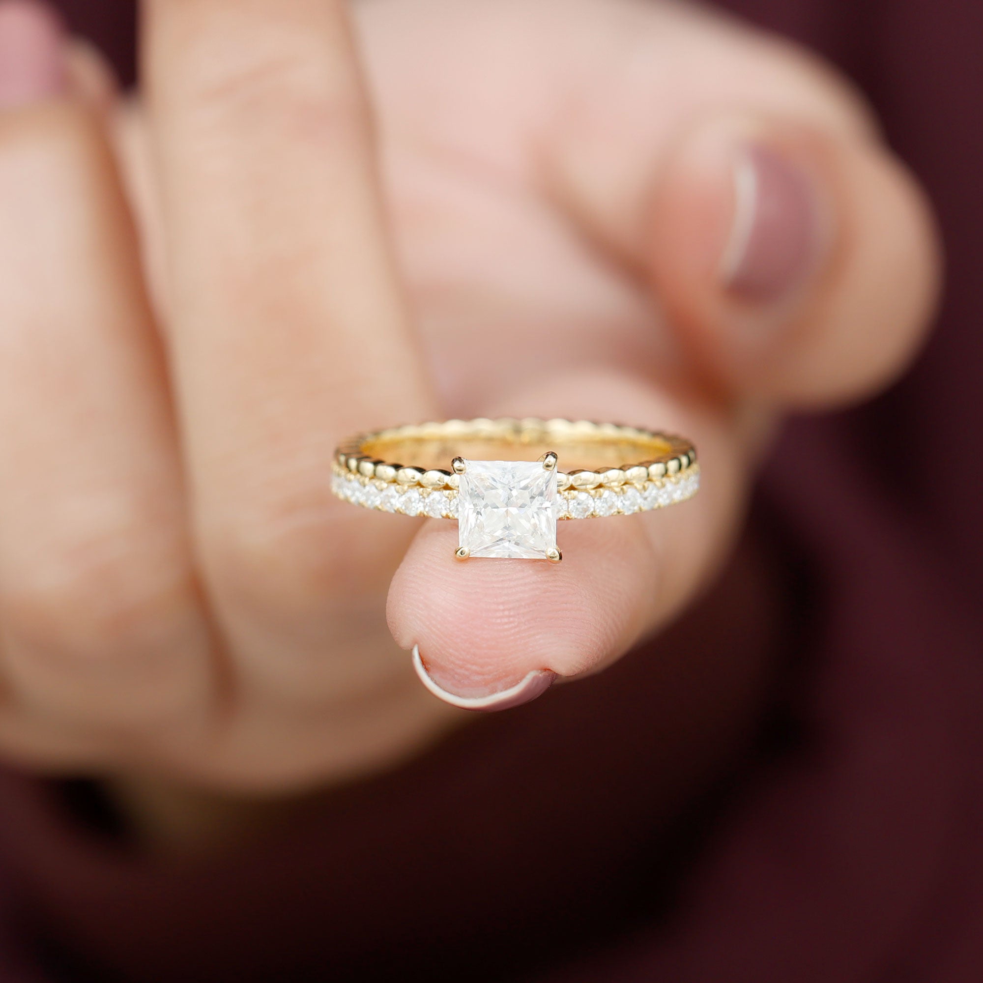 Rosec Jewels-Princess Cut Lab Grown Diamond Promise Ring With Certificate