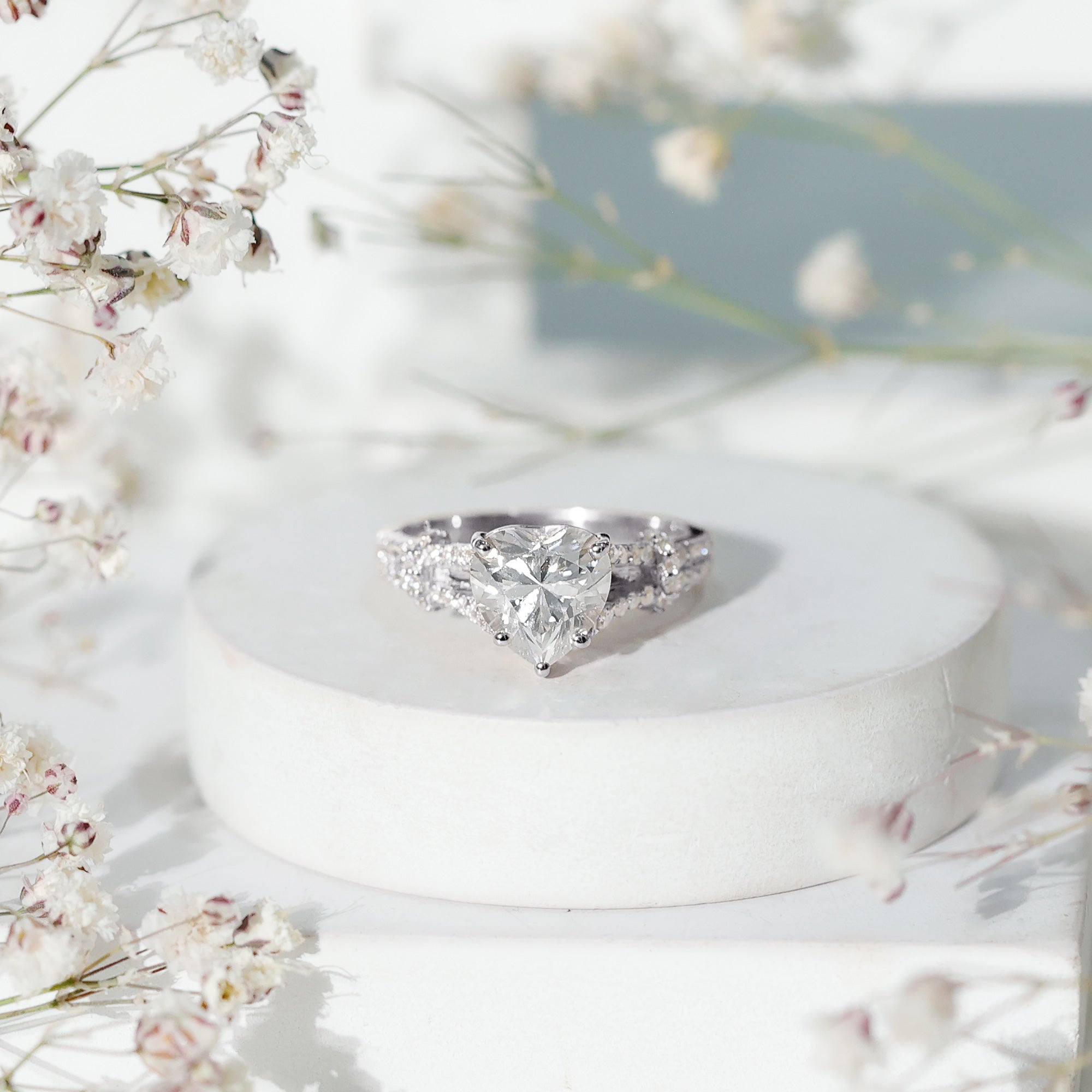 8 mm Lab Grown Diamond Heart Shape Engagement Ring Lab - ( EF-VS ) - Rosec Jewels