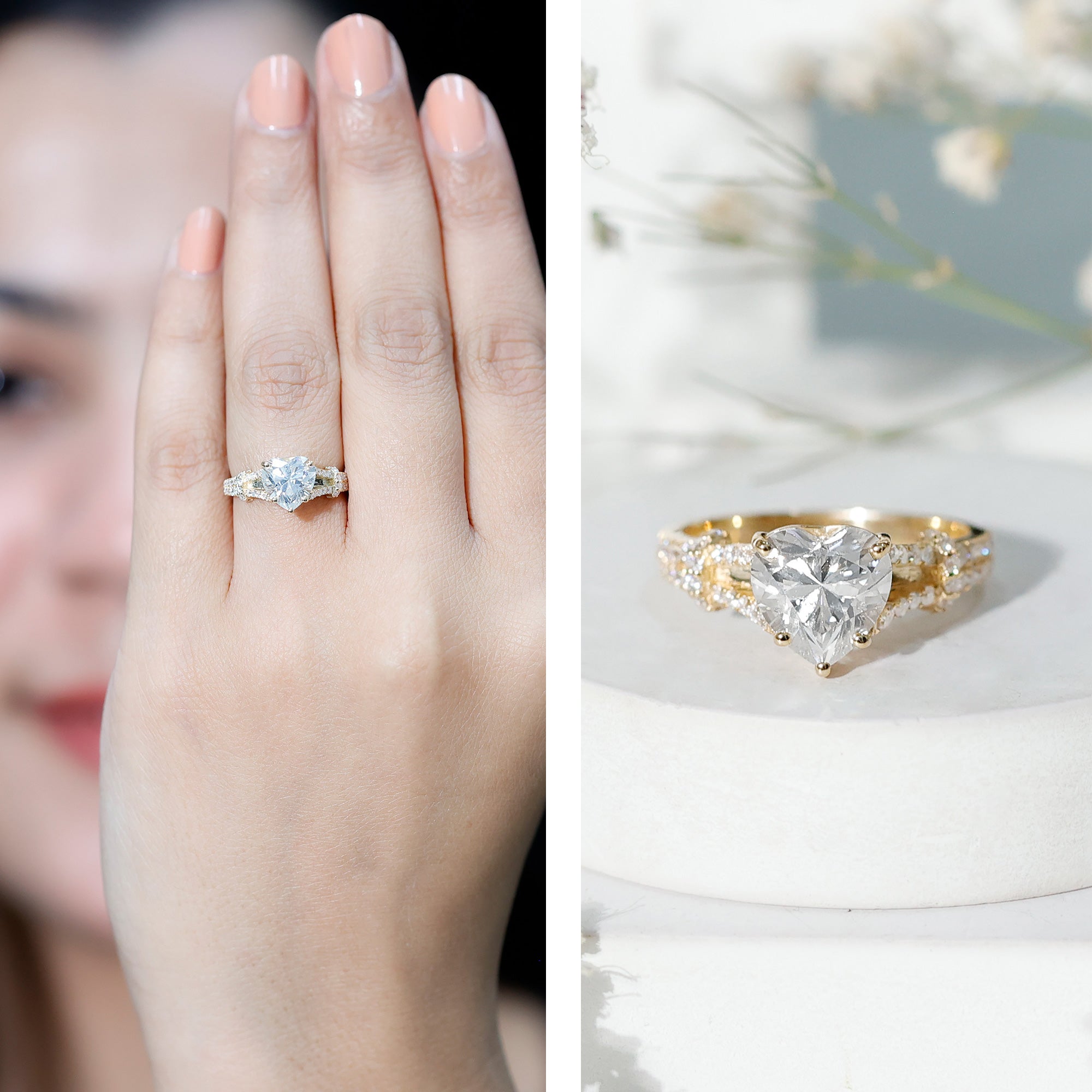 8 mm Lab Grown Diamond Heart Shape Engagement Ring Lab - ( EF-VS ) - Rosec Jewels