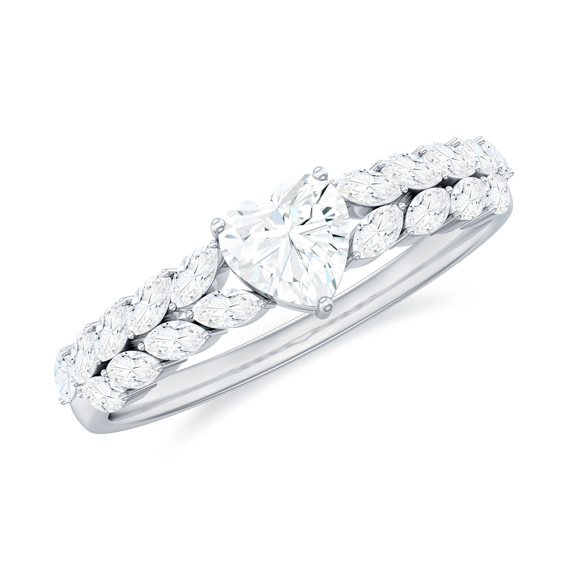 Rosec Jewels-Brilliant Cut Lab Diamond Heart Shaped Promise Ring for Women