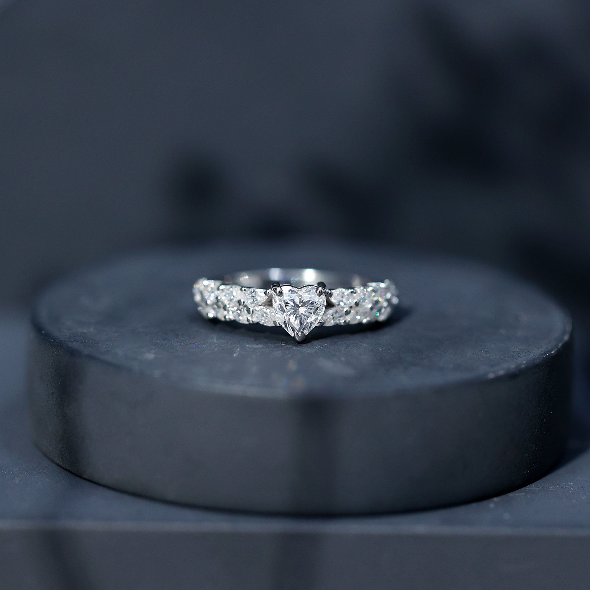 Brilliant Cut Lab Diamond Heart Shaped Promise Ring for Women Lab - ( EF-VS ) - Rosec Jewels