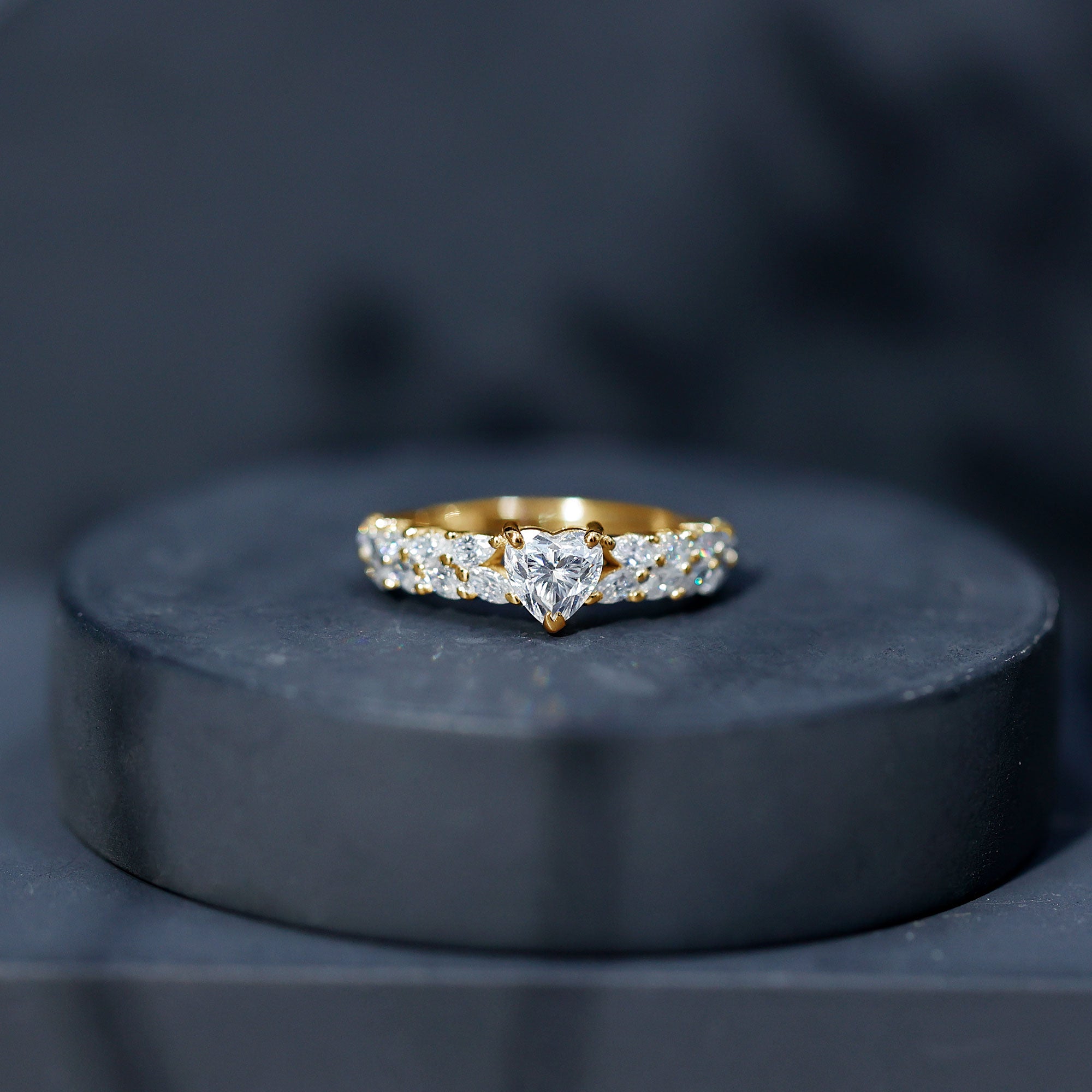 Brilliant Cut Lab Diamond Heart Shaped Promise Ring for Women Lab - ( EF-VS ) - Rosec Jewels