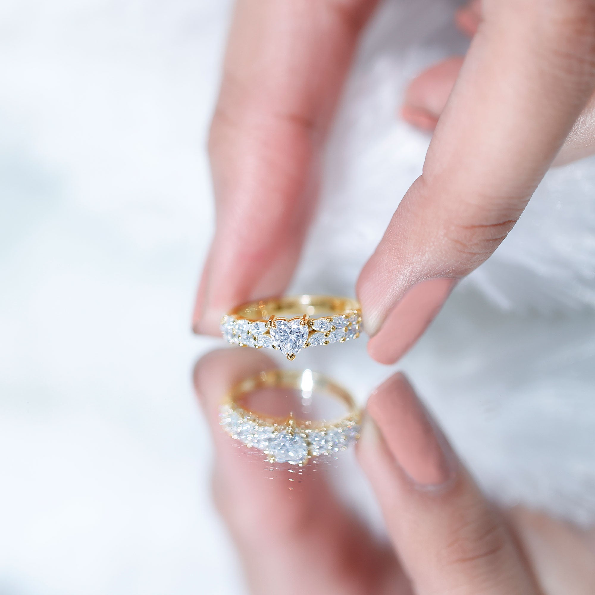 Brilliant Cut Lab Diamond Heart Shaped Promise Ring for Women Lab - ( EF-VS ) - Rosec Jewels