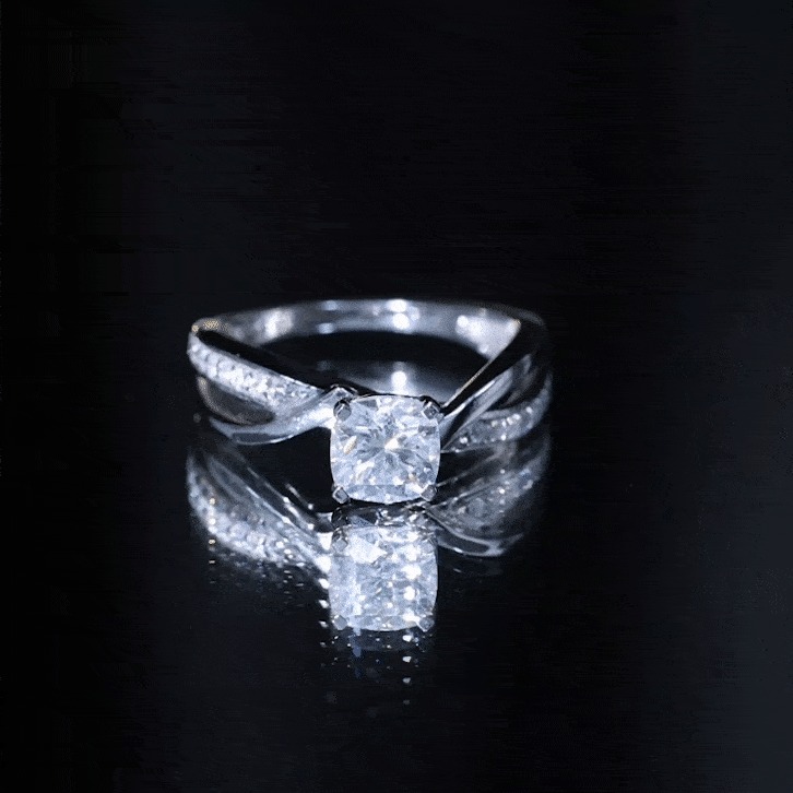 Cushion Cut Diamond Infinity Solitaire Ring with Side Stones Lab - ( EF-VS ) - Rosec Jewels