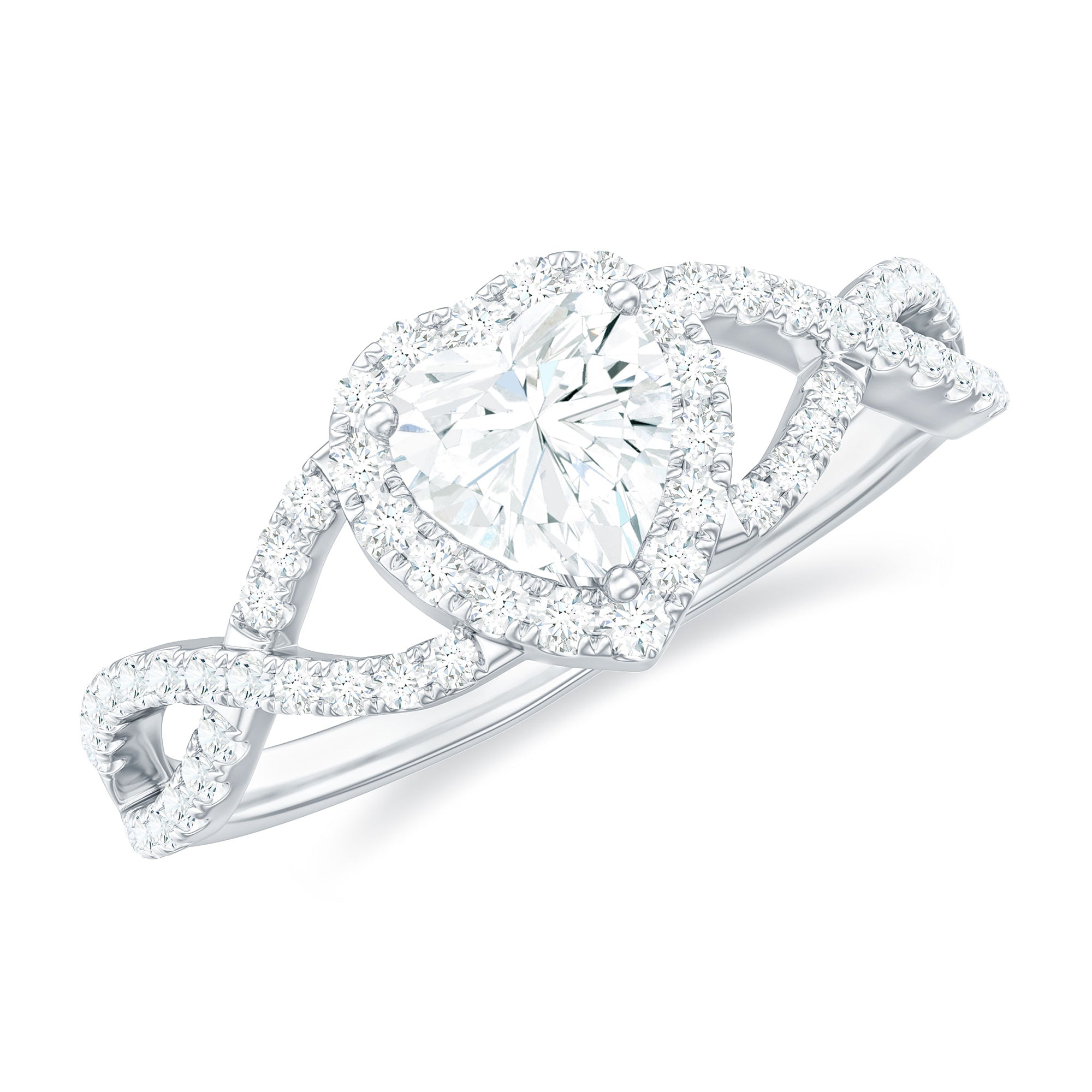 Lab Grown Diamond Heart Engagement Ring with Halo Design