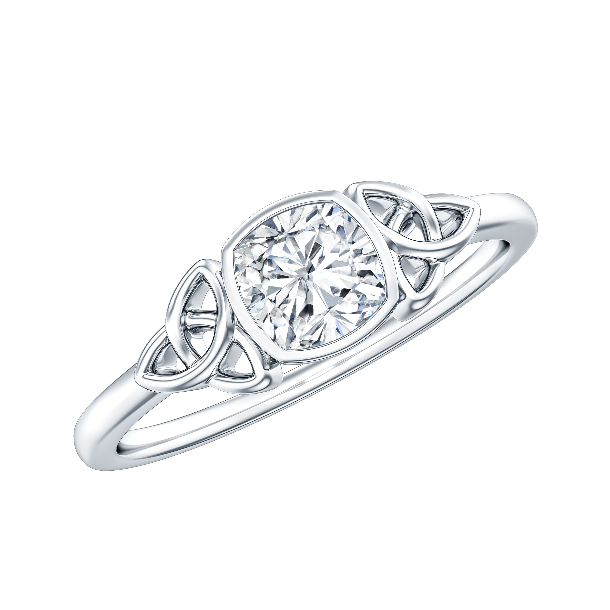 Certified Cushion Cut Diamond Knot Promise Ring Lab - ( EF-VS ) - Rosec Jewels