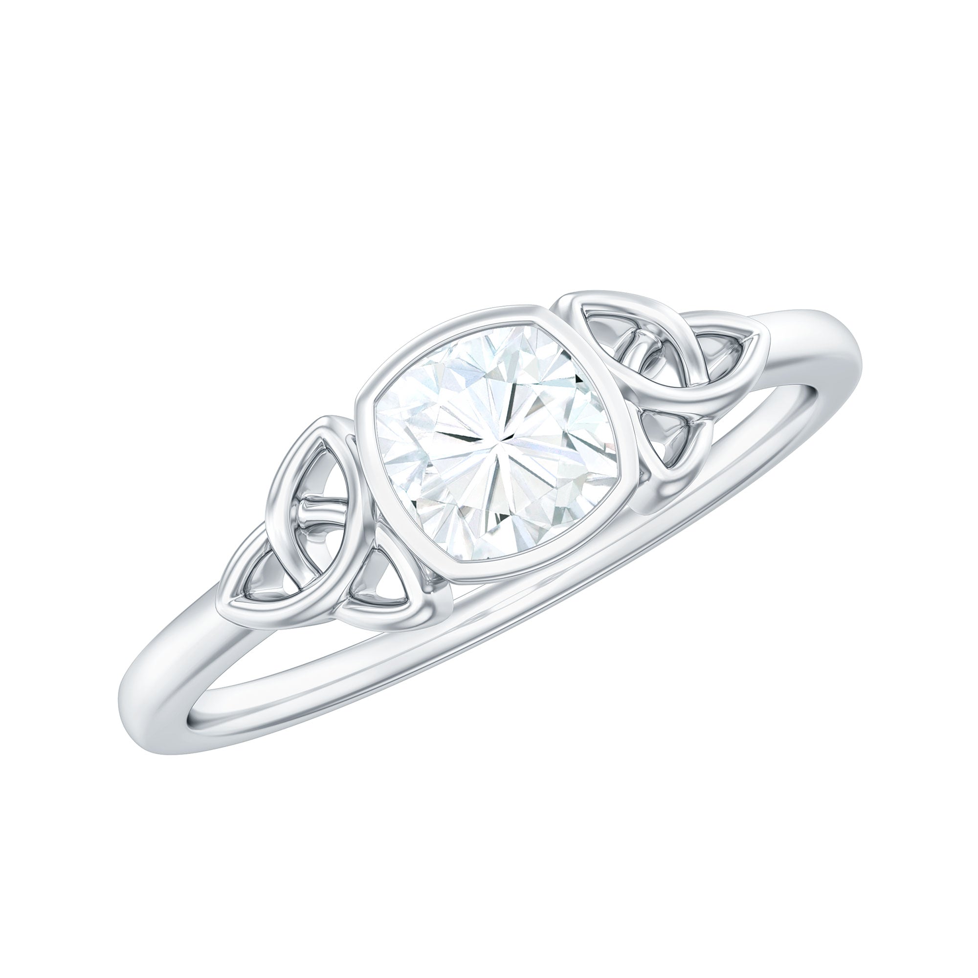 Rosec Jewels-Certified Cushion Cut Diamond Knot Promise Ring