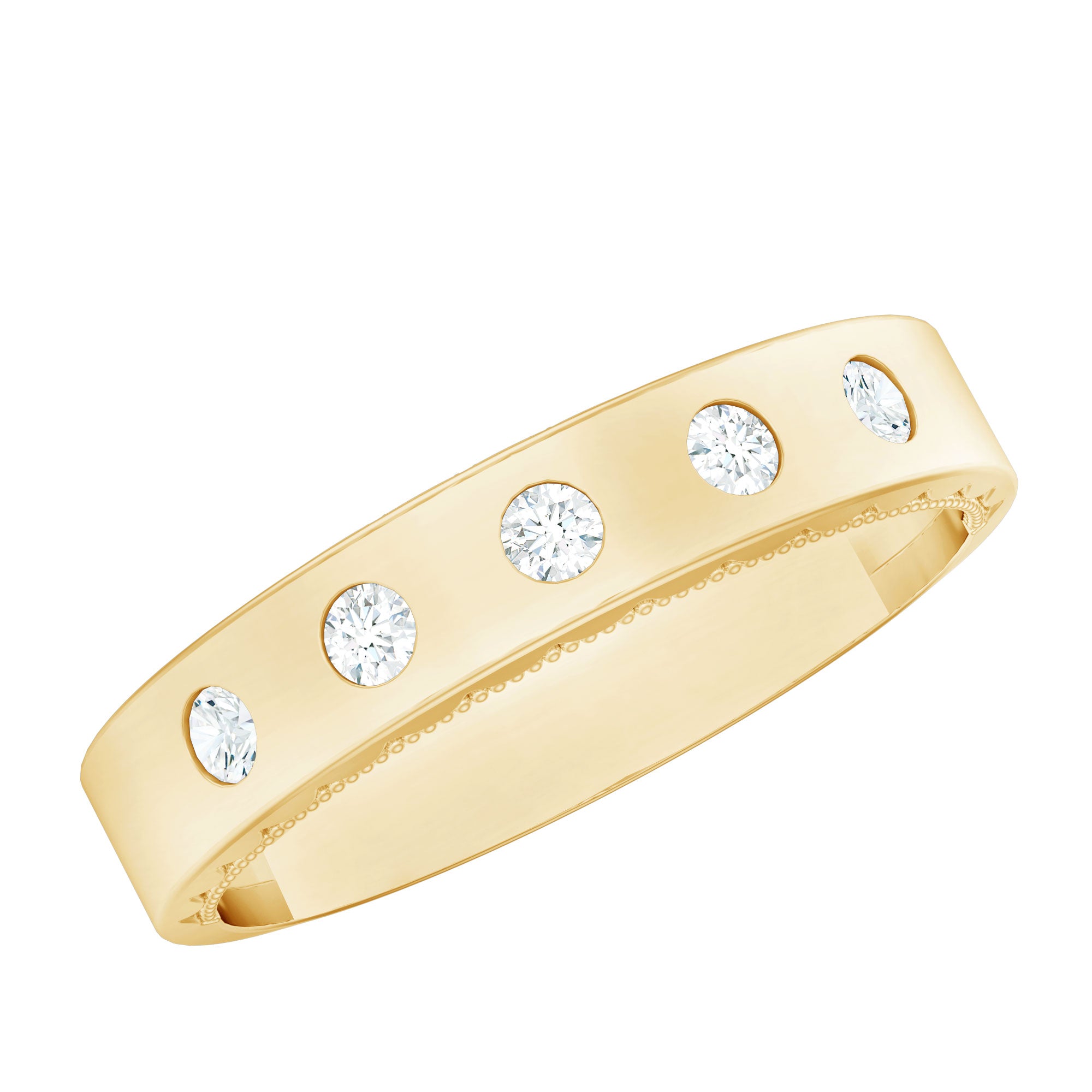 Rosec Jewels-Lab Grown Diamond Wedding Ring for Men With Gypsy Setting