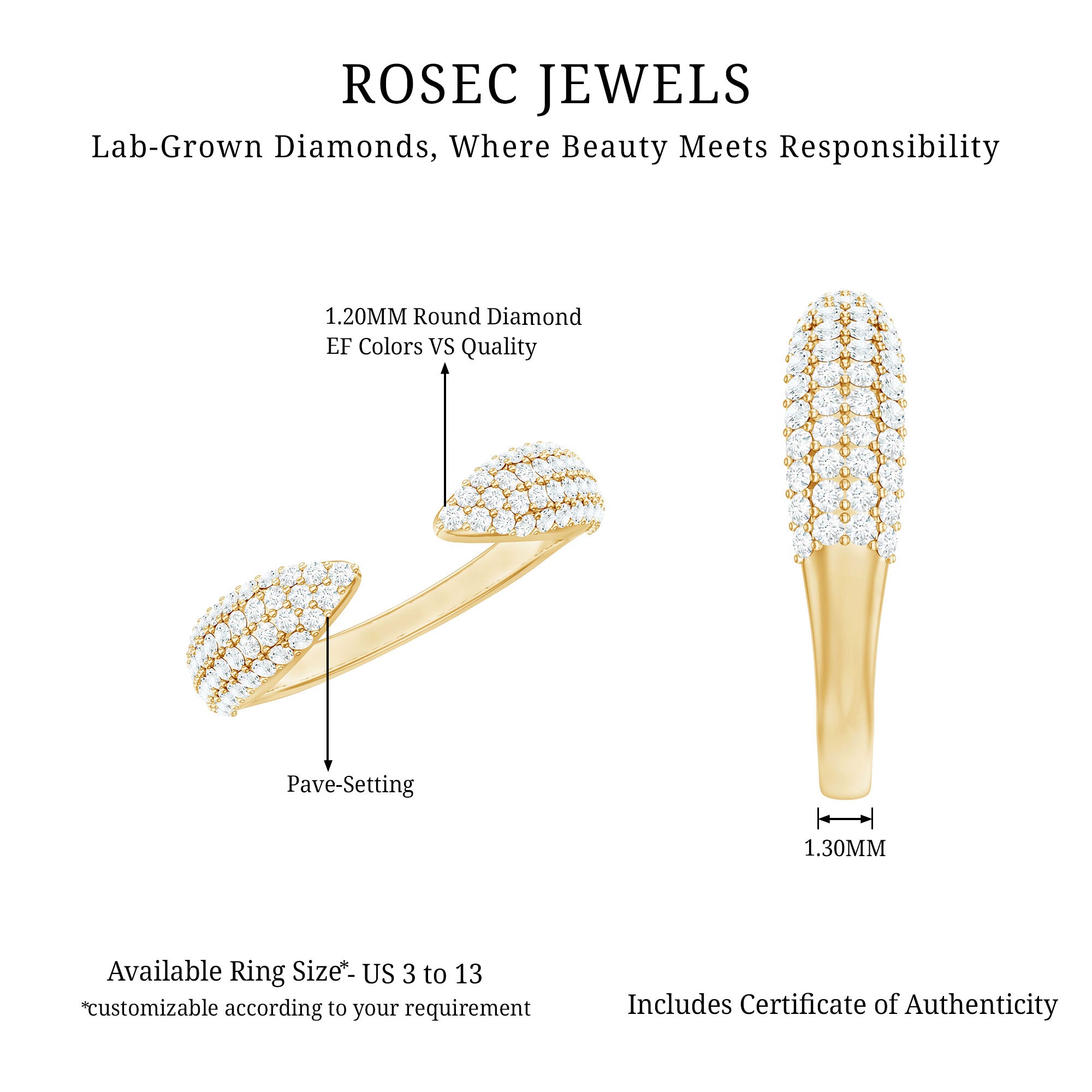 Rosec Jewels-Lab Created Diamond Wedding Wrap Ring For Women