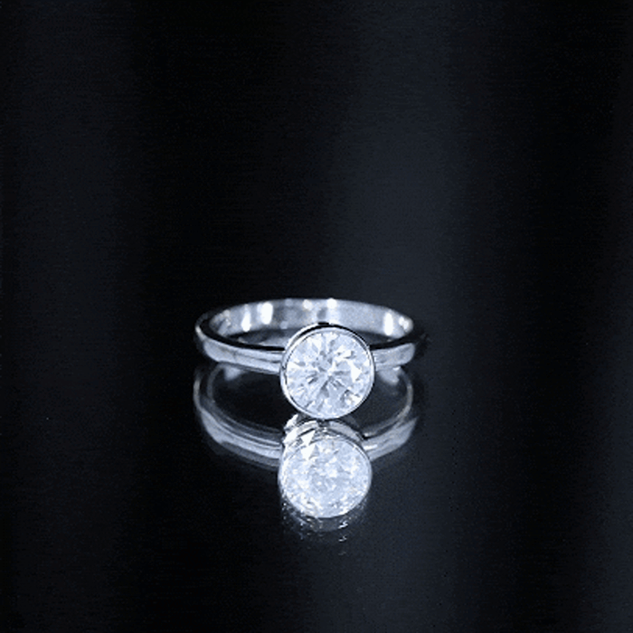 Brilliant Cut Bezel Set Lab Grown Diamond Simple Solitaire Ring Lab - ( EF-VS ) - Rosec Jewels