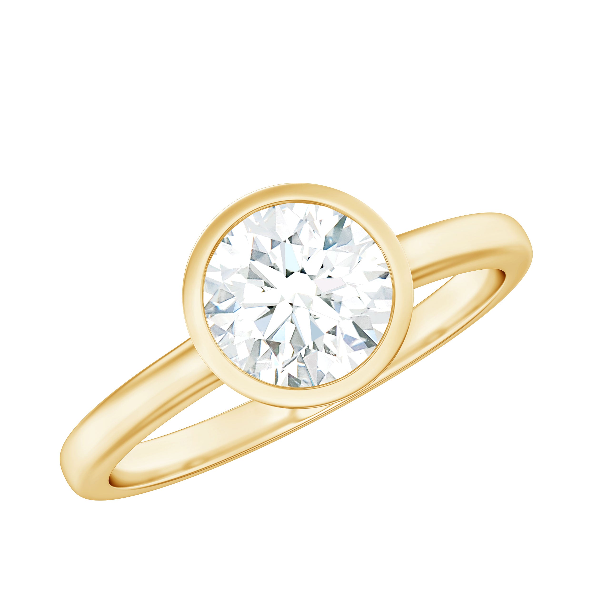 Rosec Jewels-Brilliant Cut Bezel Set Lab Grown Diamond Simple Solitaire Ring