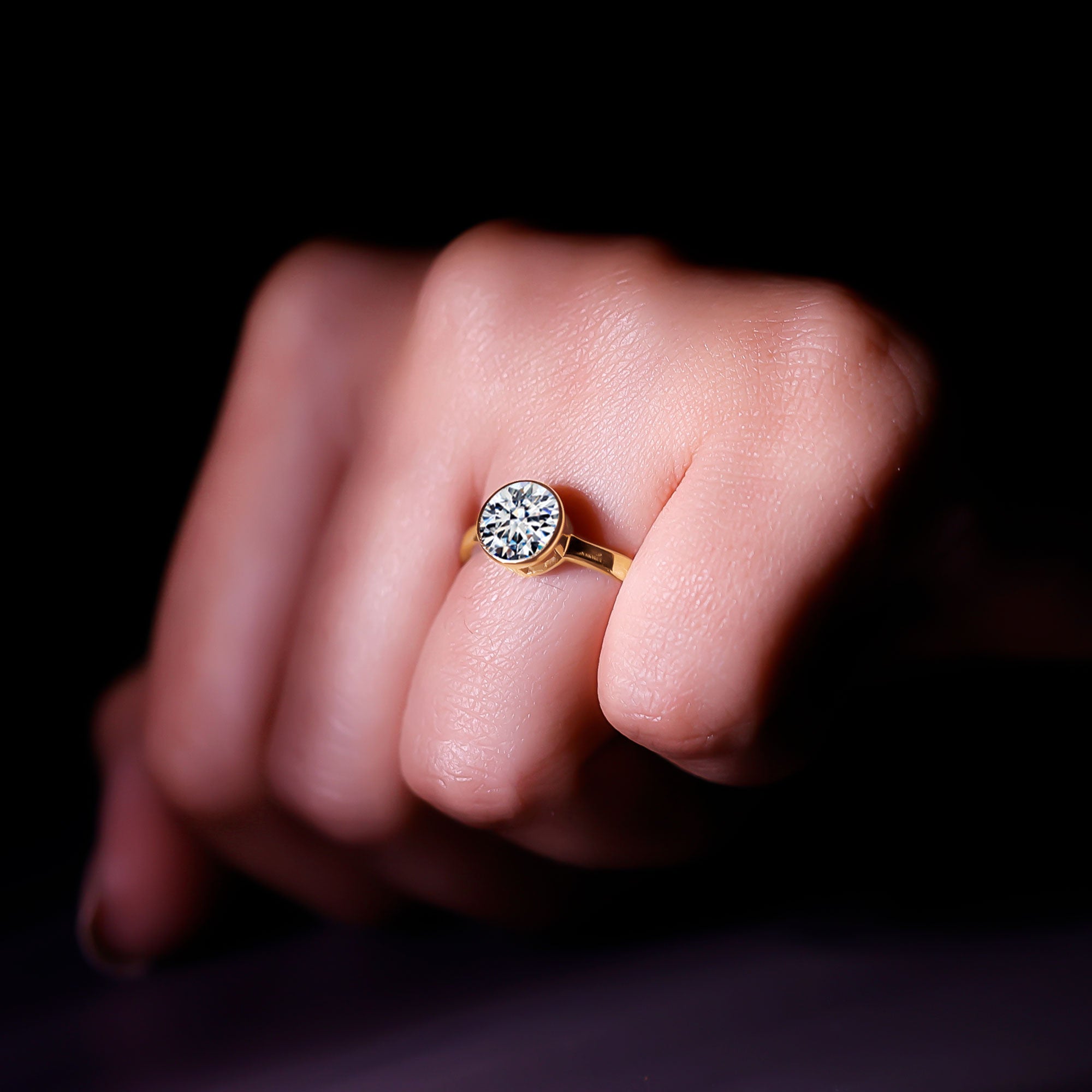 Rosec Jewels-Brilliant Cut Bezel Set Lab Grown Diamond Simple Solitaire Ring