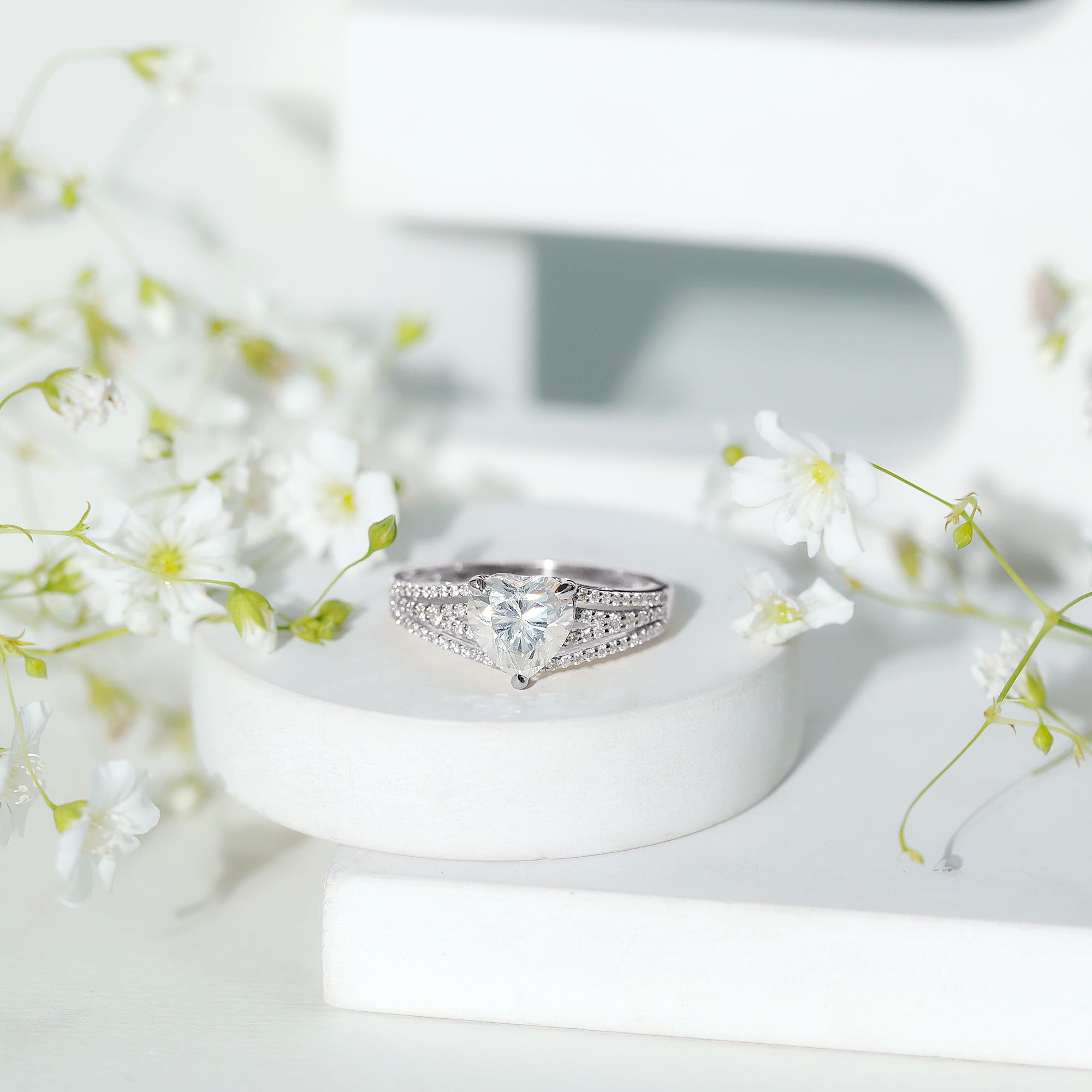 2 Carat Lab Created Diamond Heart Engagement Ring Lab - ( EF-VS ) - Rosec Jewels