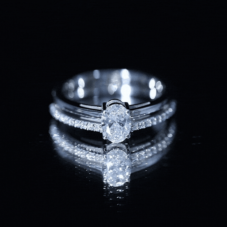 5X7 MM Oval Cut Diamond Solitaire Promise Ring For Her Lab - ( EF-VS ) - Rosec Jewels