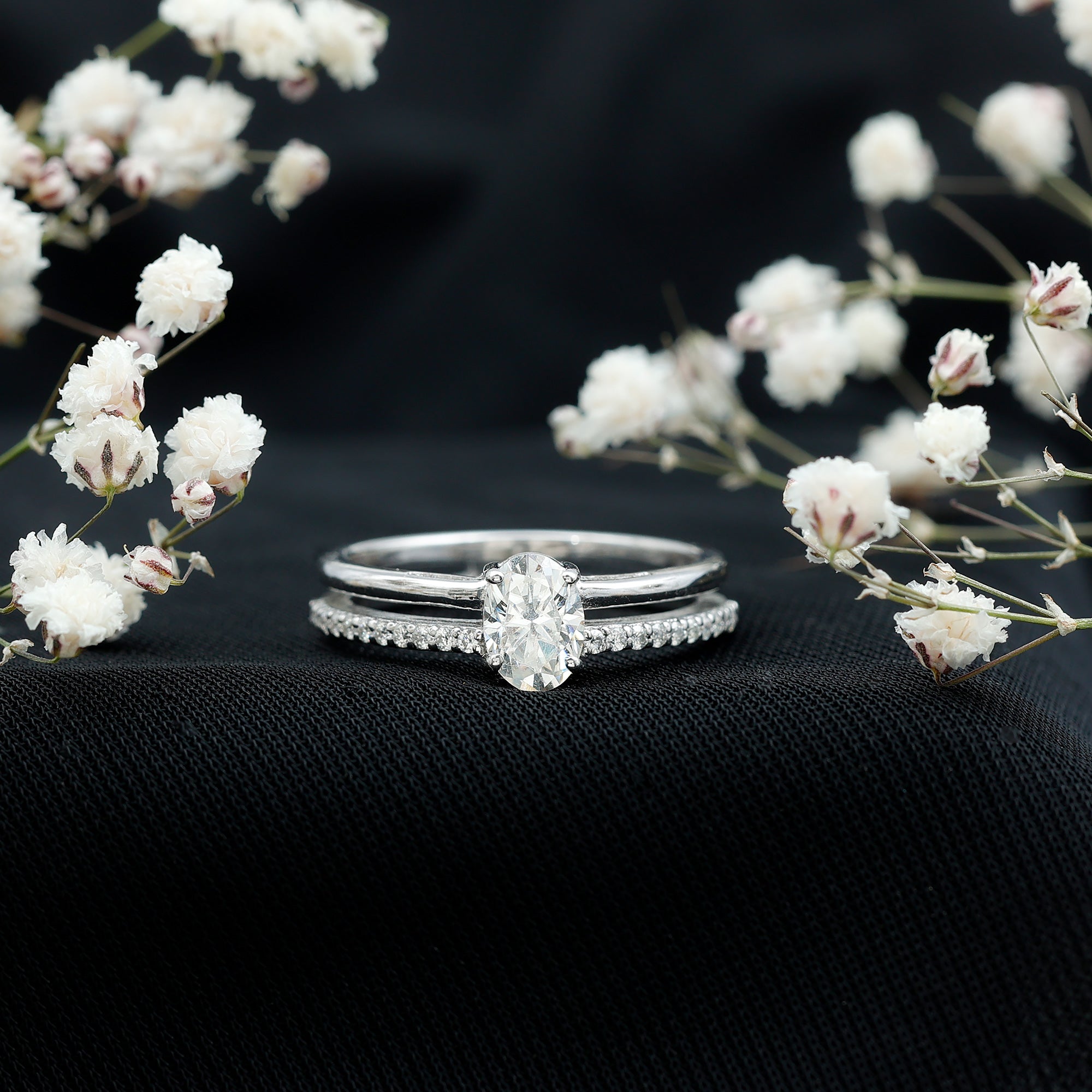 Rosec Jewels-5X7 MM Oval Cut Diamond Solitaire Promise Ring For Her