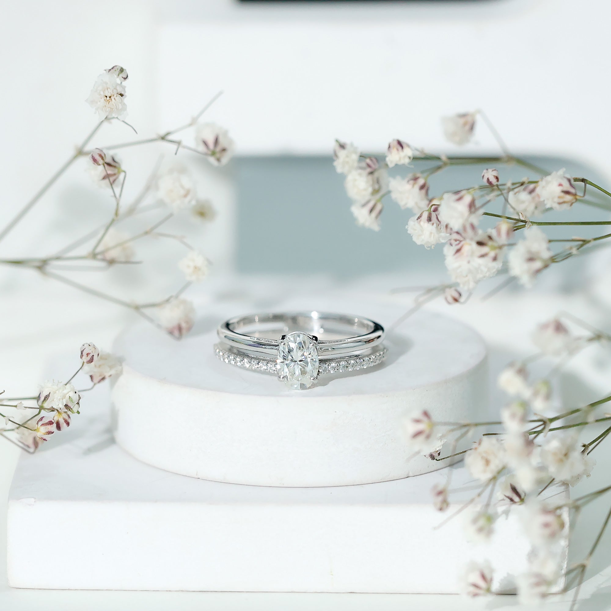 Rosec Jewels-5X7 MM Oval Cut Diamond Solitaire Promise Ring For Her