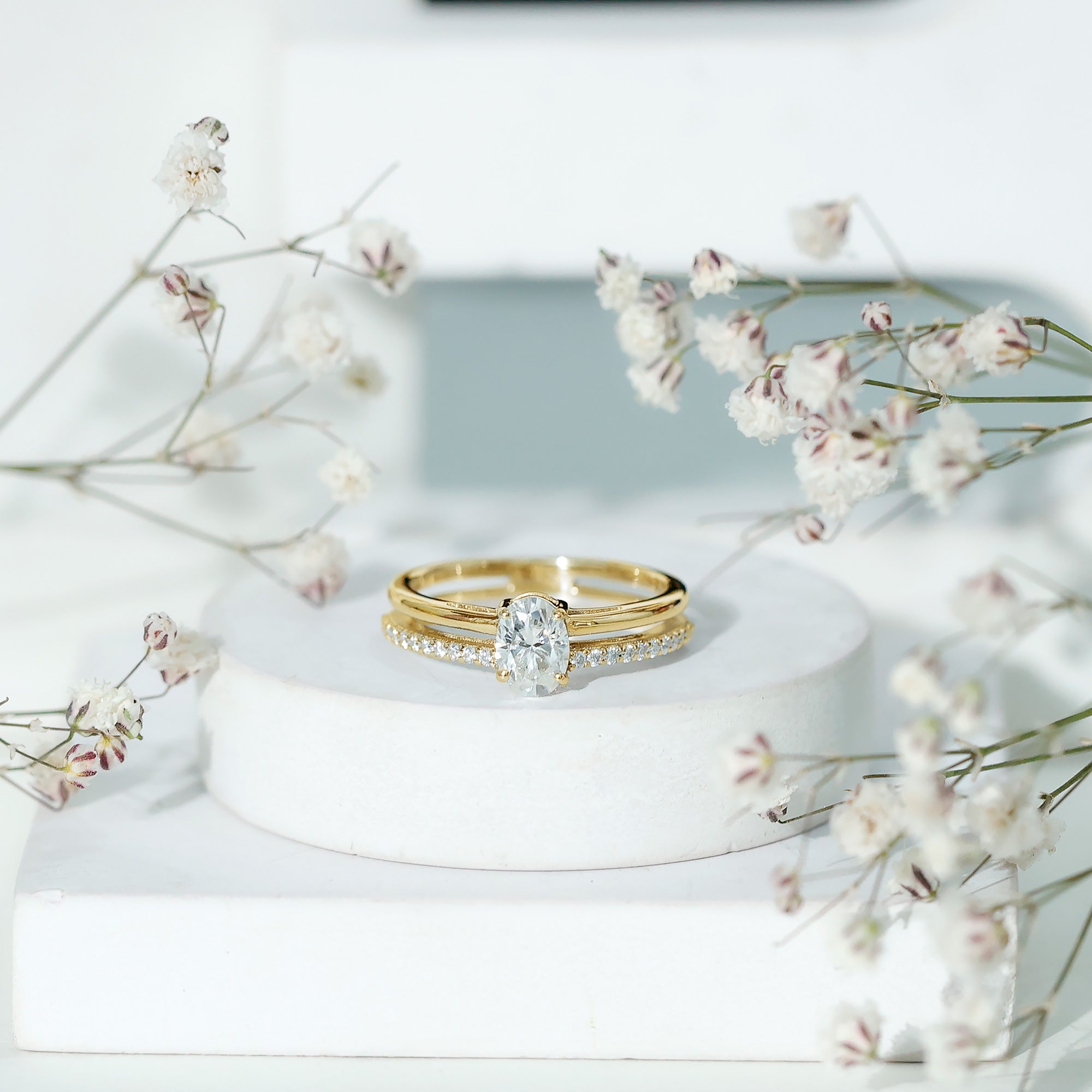 Rosec Jewels-5X7 MM Oval Cut Diamond Solitaire Promise Ring For Her